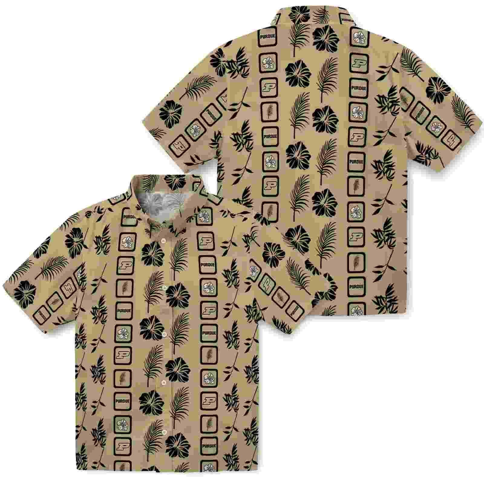 purdue boilermakers framed floral gold hawaiian shirt high quality