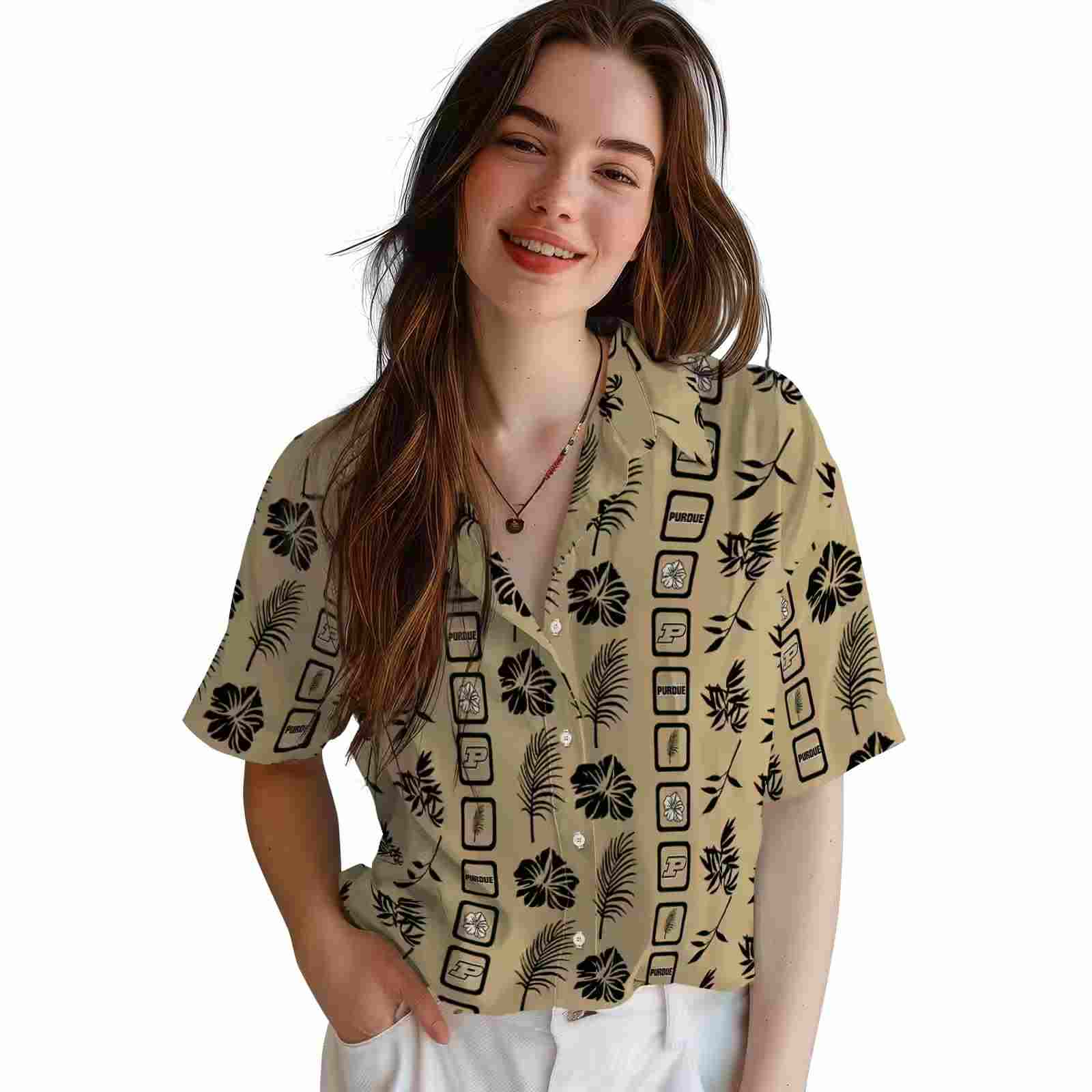 purdue boilermakers framed floral gold hawaiian shirt latest model