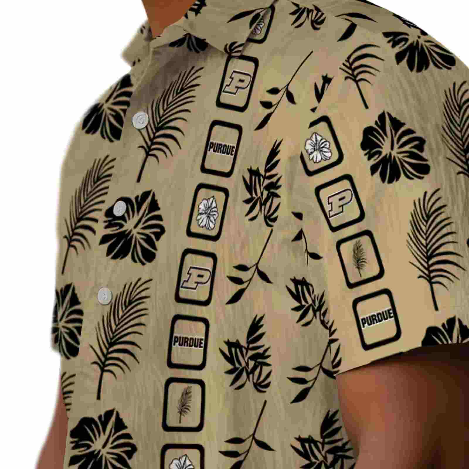 purdue boilermakers framed floral gold hawaiian shirt trendy