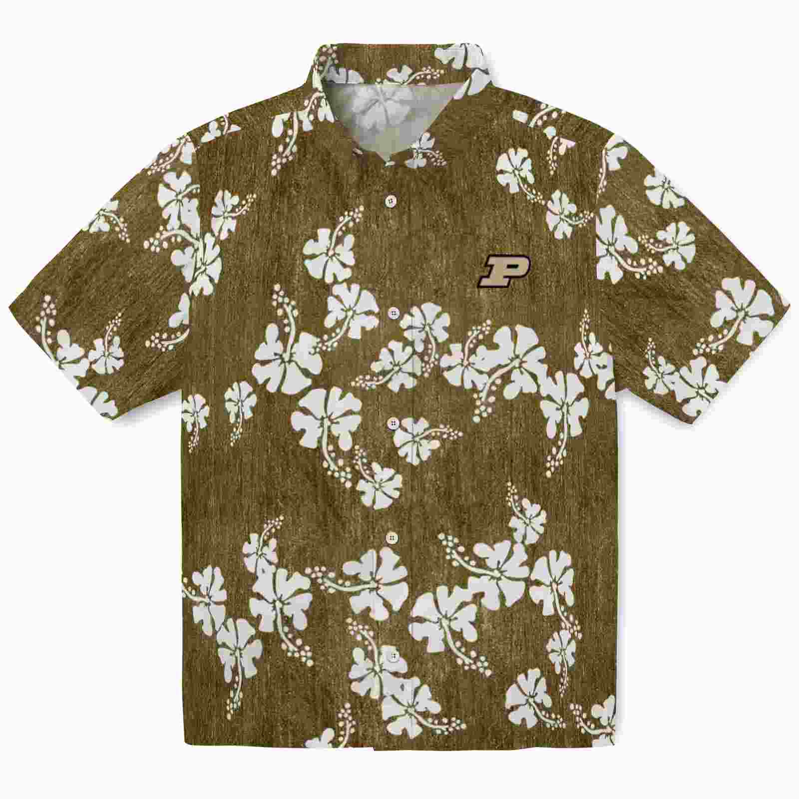 Purdue Boilermakers Hibiscus Clusters Gold Hawaiian Shirt