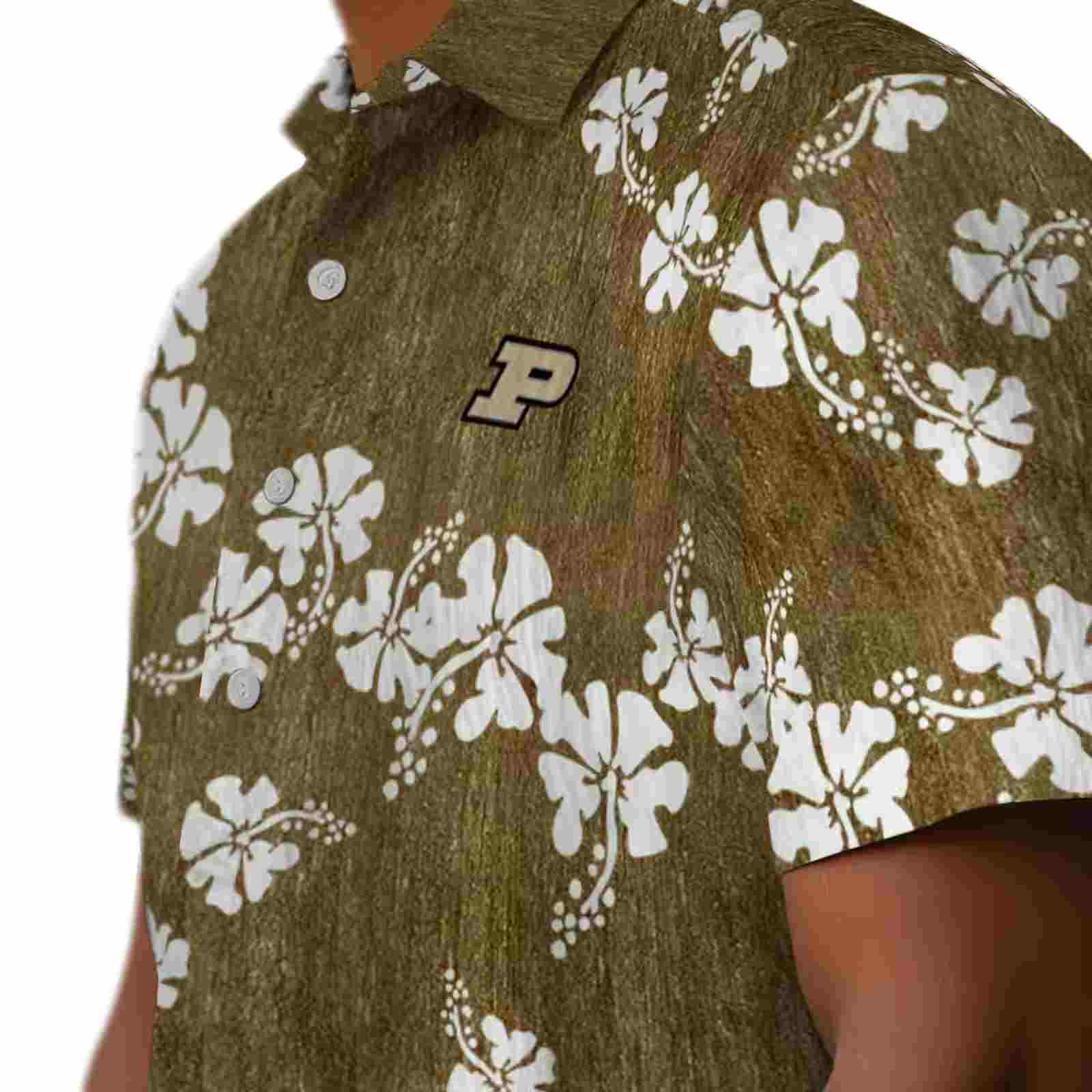 purdue boilermakers hibiscus clusters gold hawaiian shirt trendy