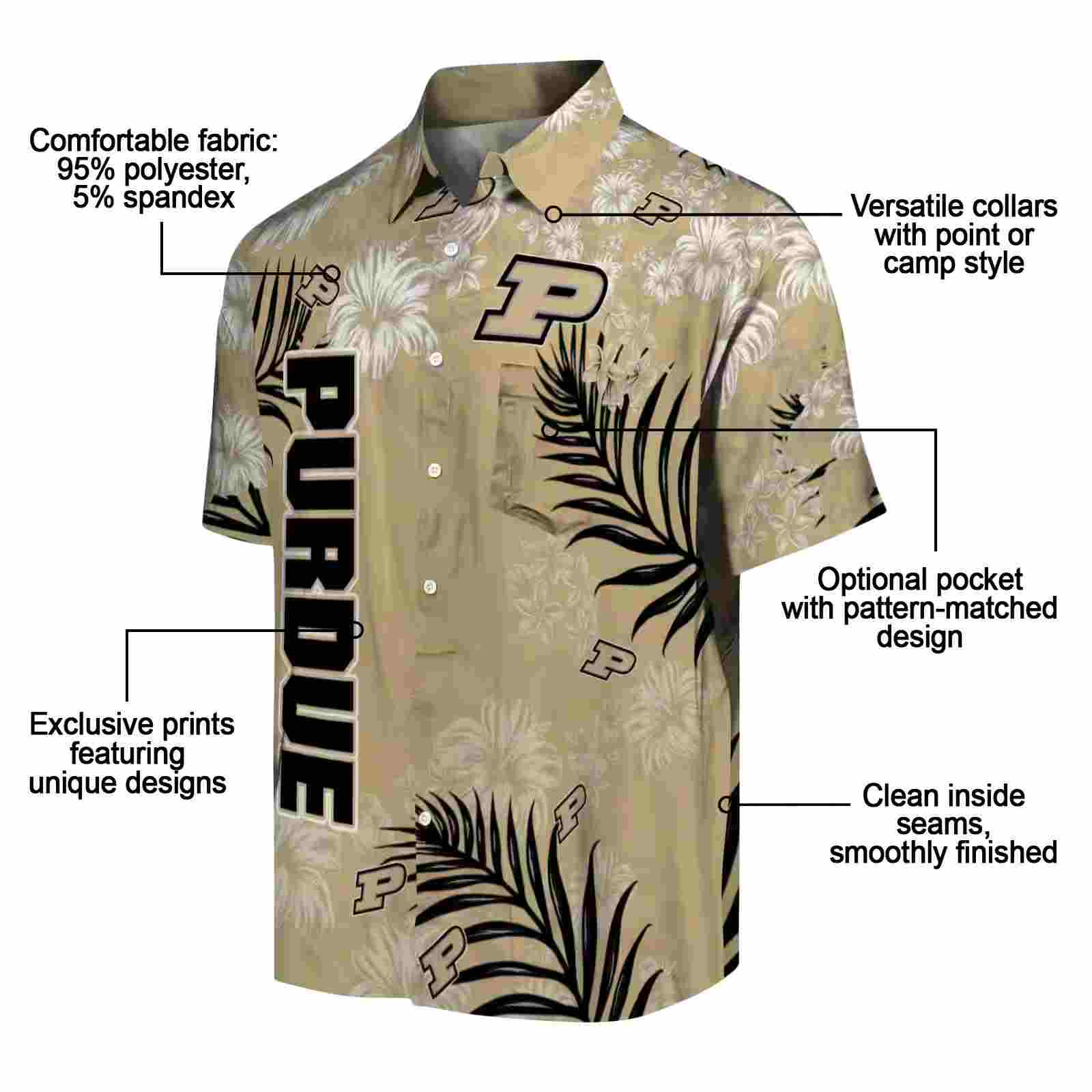 purdue boilermakers hibiscus print gold hawaiian shirt new arrival