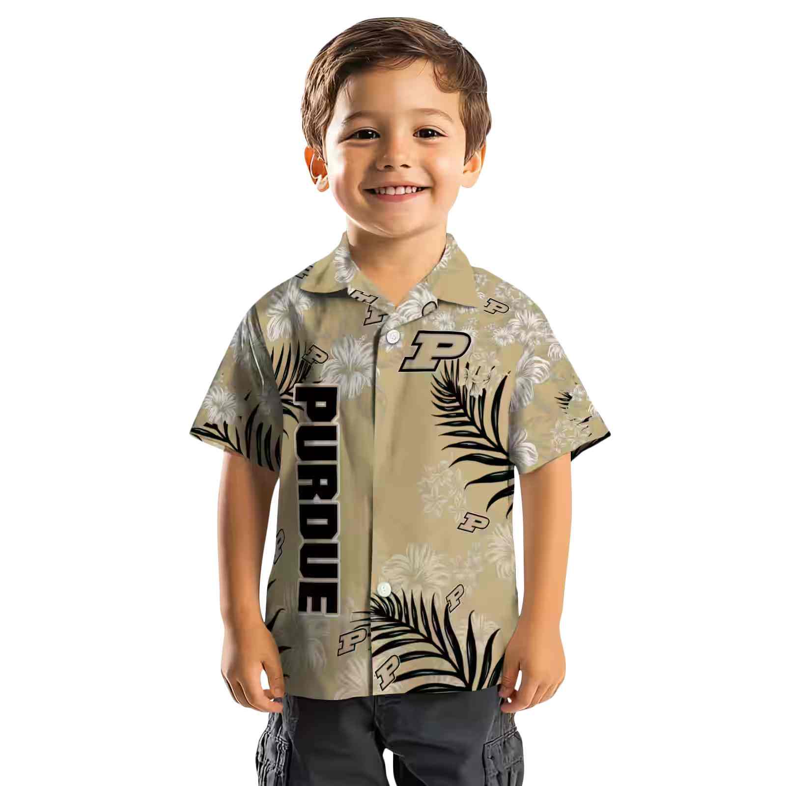 purdue boilermakers hibiscus print gold hawaiian shirt top rated