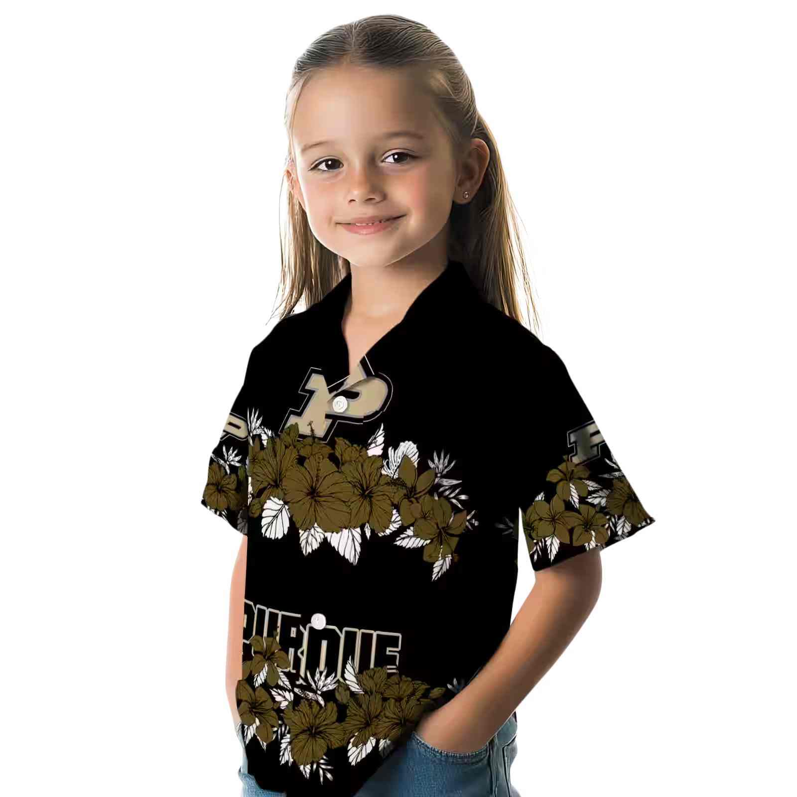 purdue boilermakers hibiscus stripe gold black hawaiian shirt premium grade