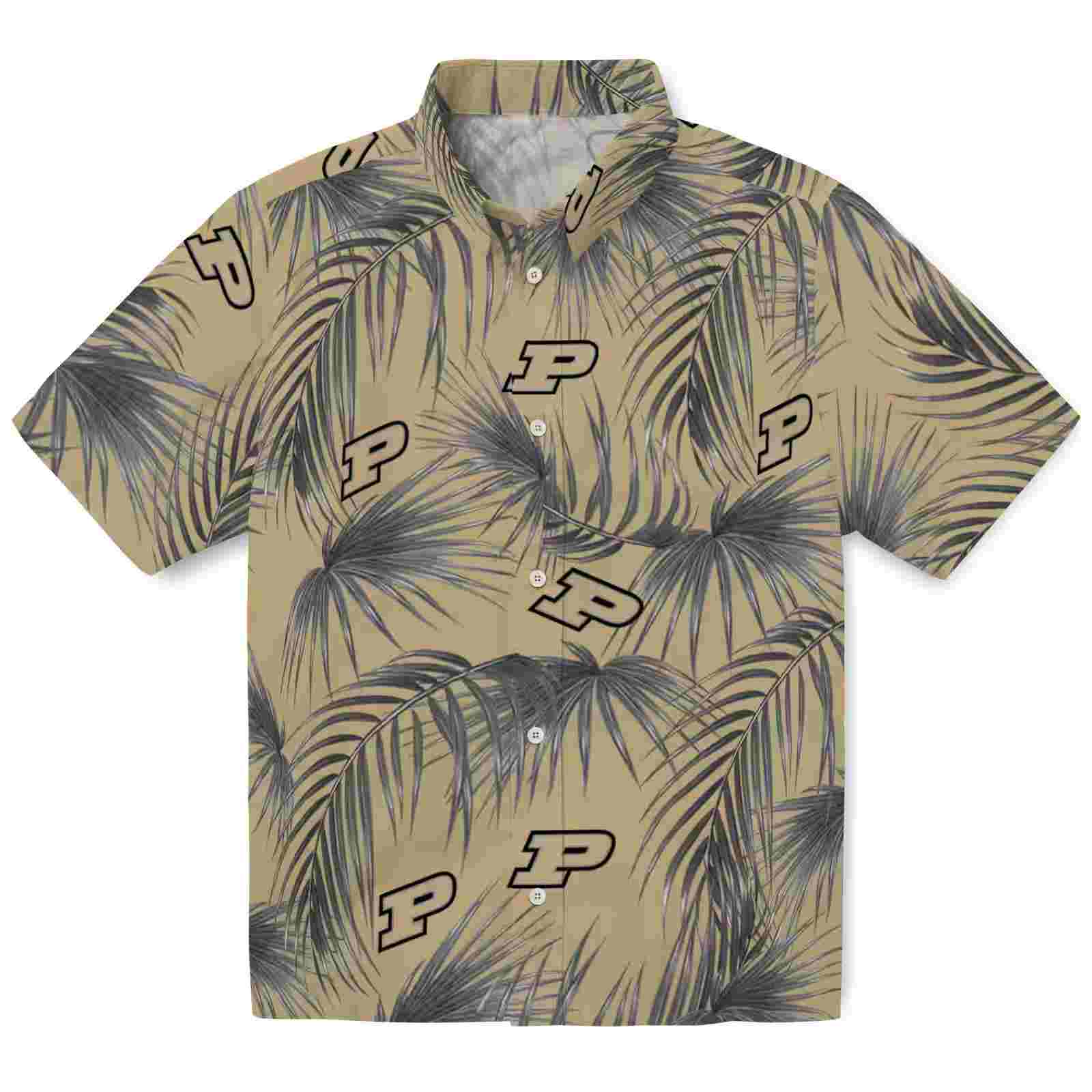 Purdue Boilermakers Leafy Palms Gold Hawaiian Shirt