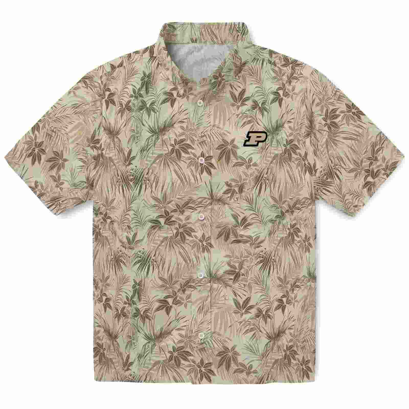 Purdue Boilermakers Leafy Pattern Gold Hawaiian Shirt