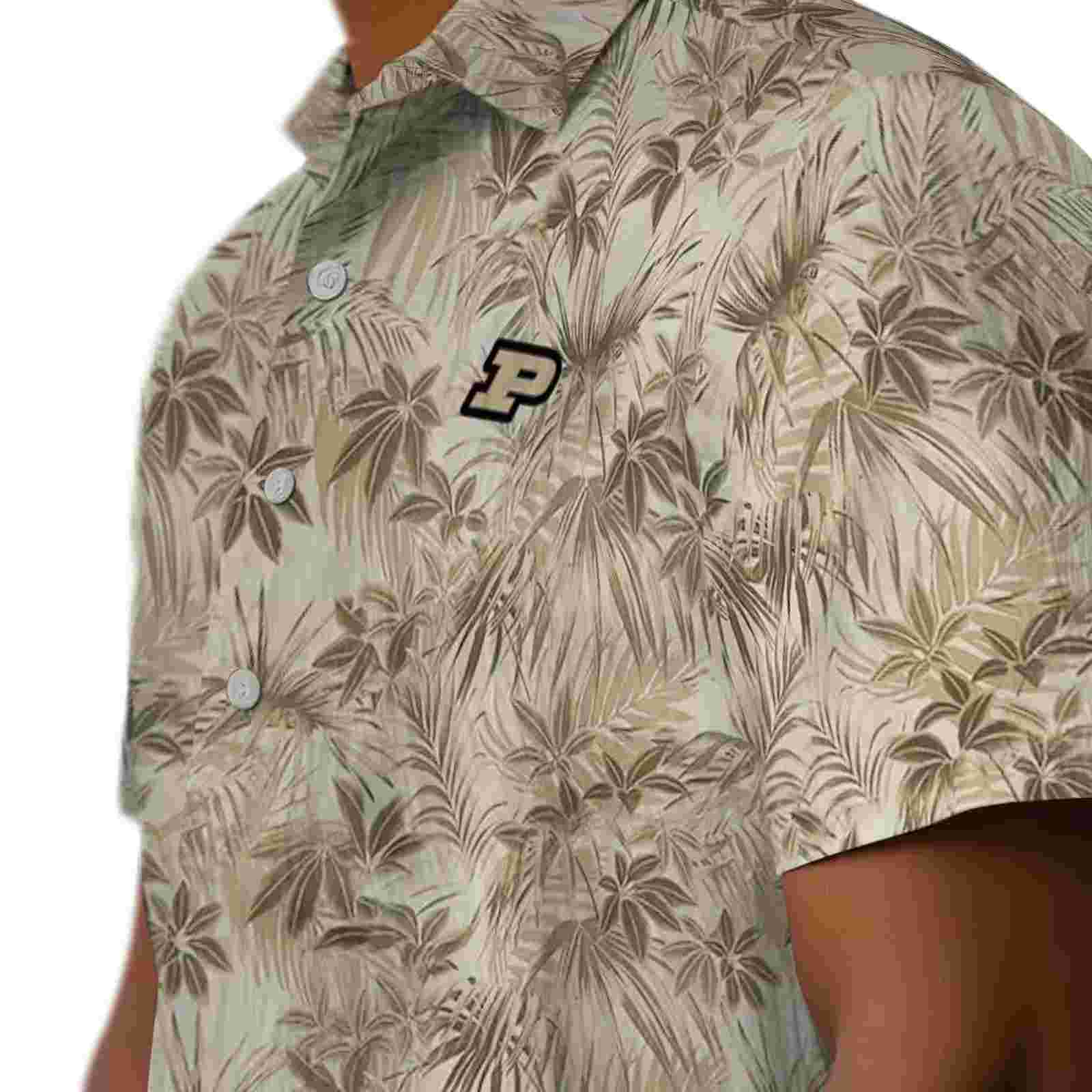 purdue boilermakers leafy pattern gold hawaiian shirt trendy