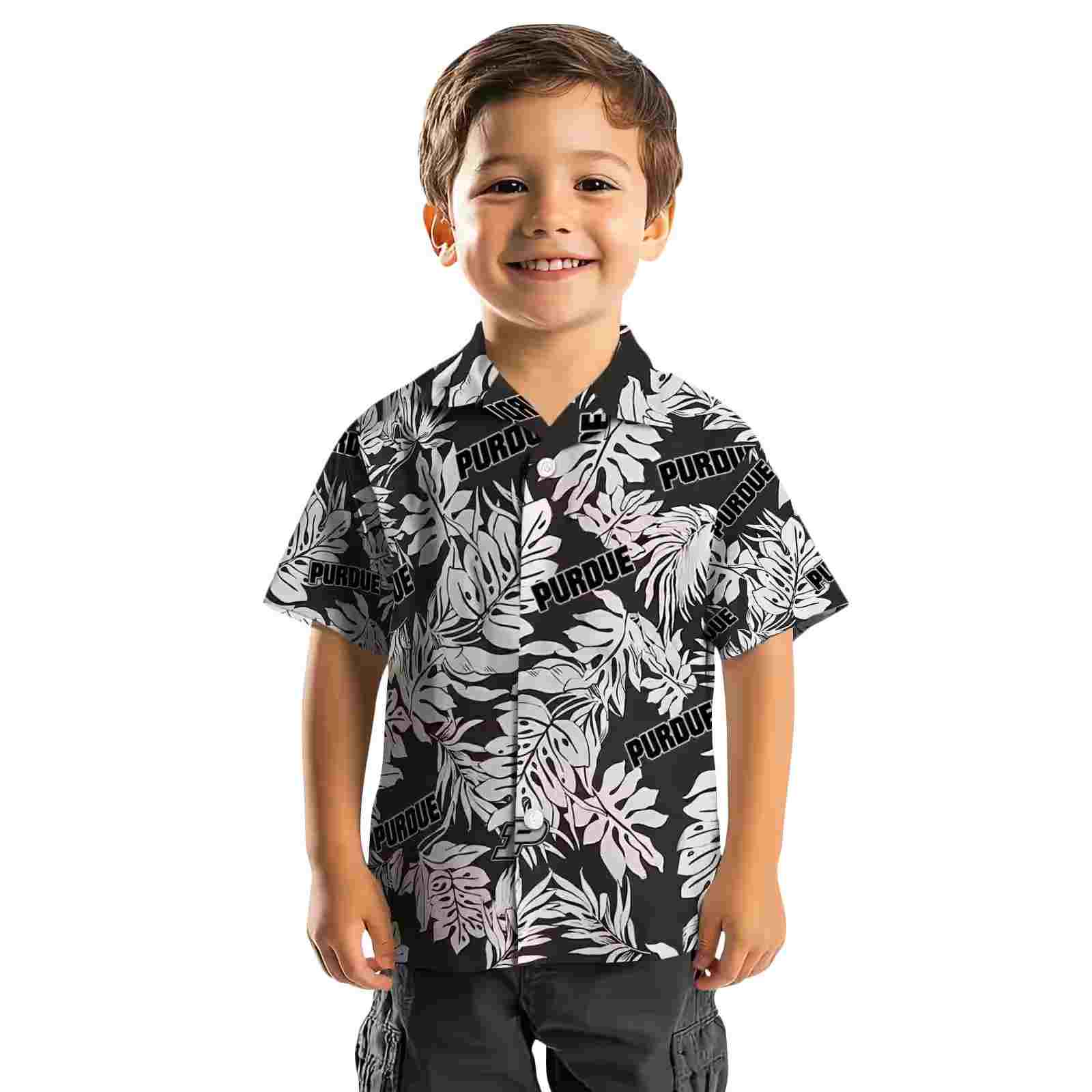 purdue boilermakers monstera leaf pattern black hawaiian shirt top rated