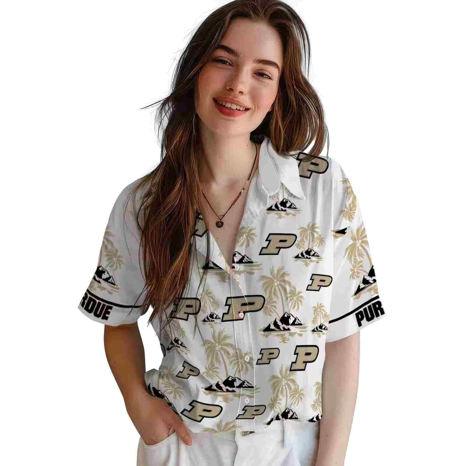 purdue boilermakers palm island print gold white hawaiian shirt latest model