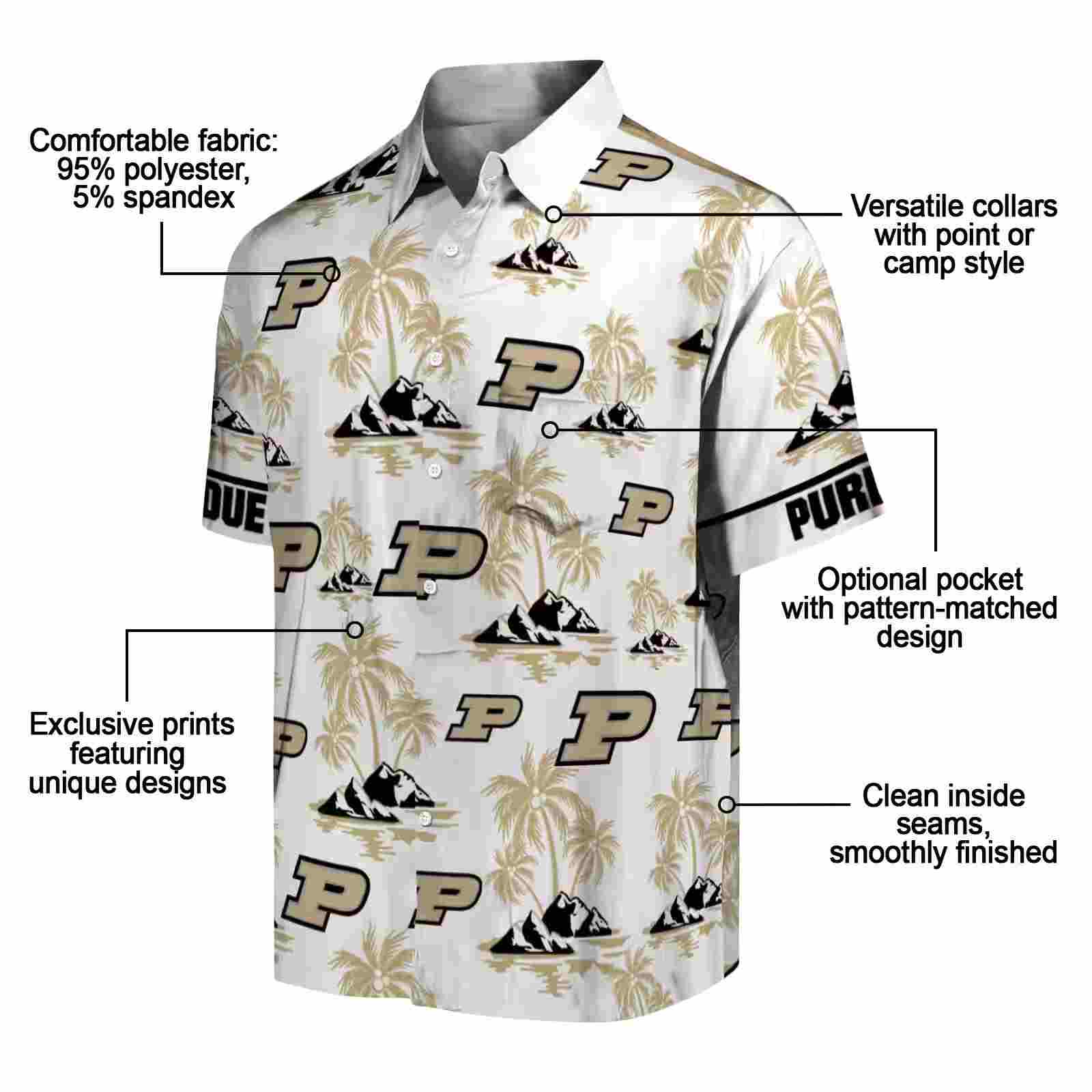 purdue boilermakers palm island print gold white hawaiian shirt new arrival