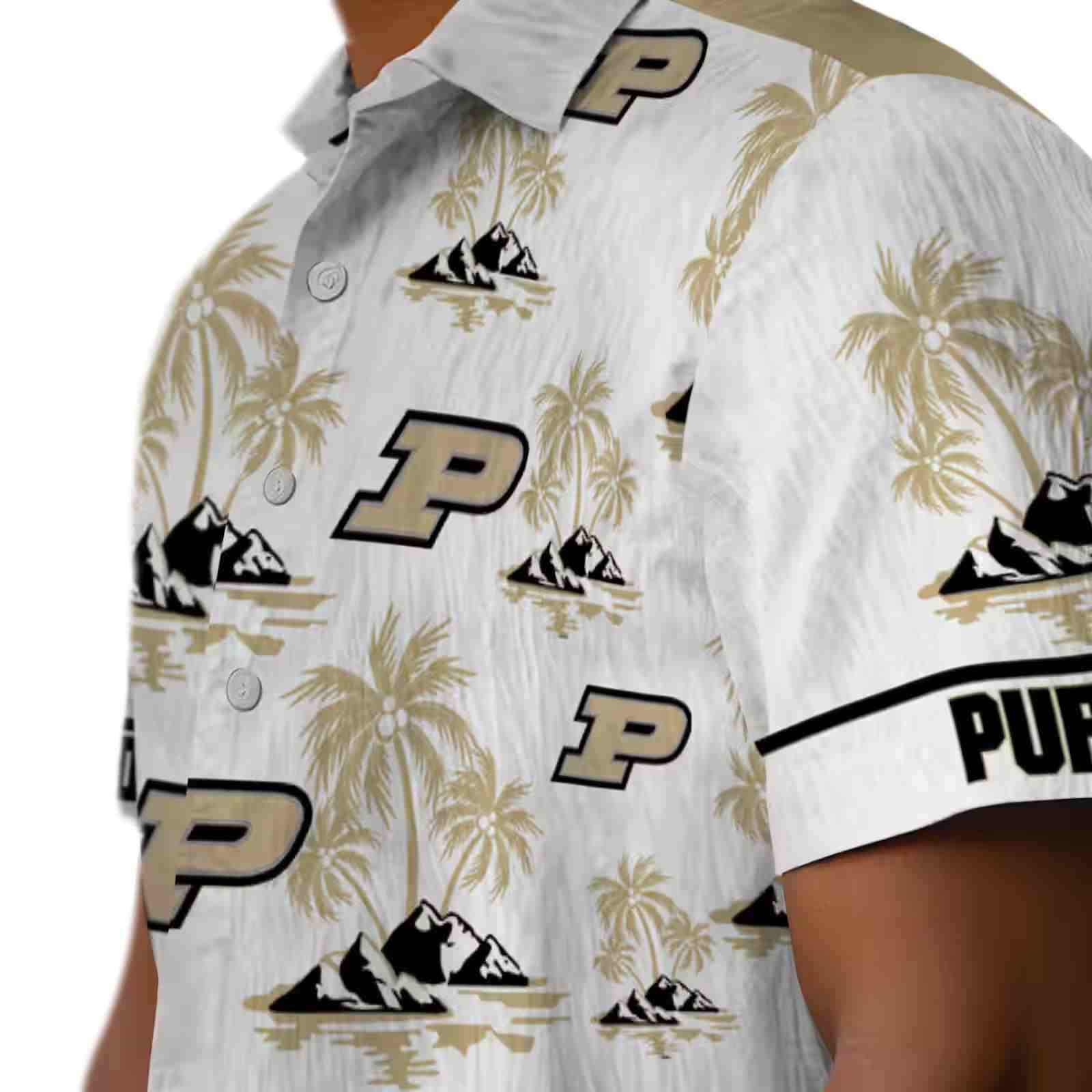 purdue boilermakers palm island print gold white hawaiian shirt trendy