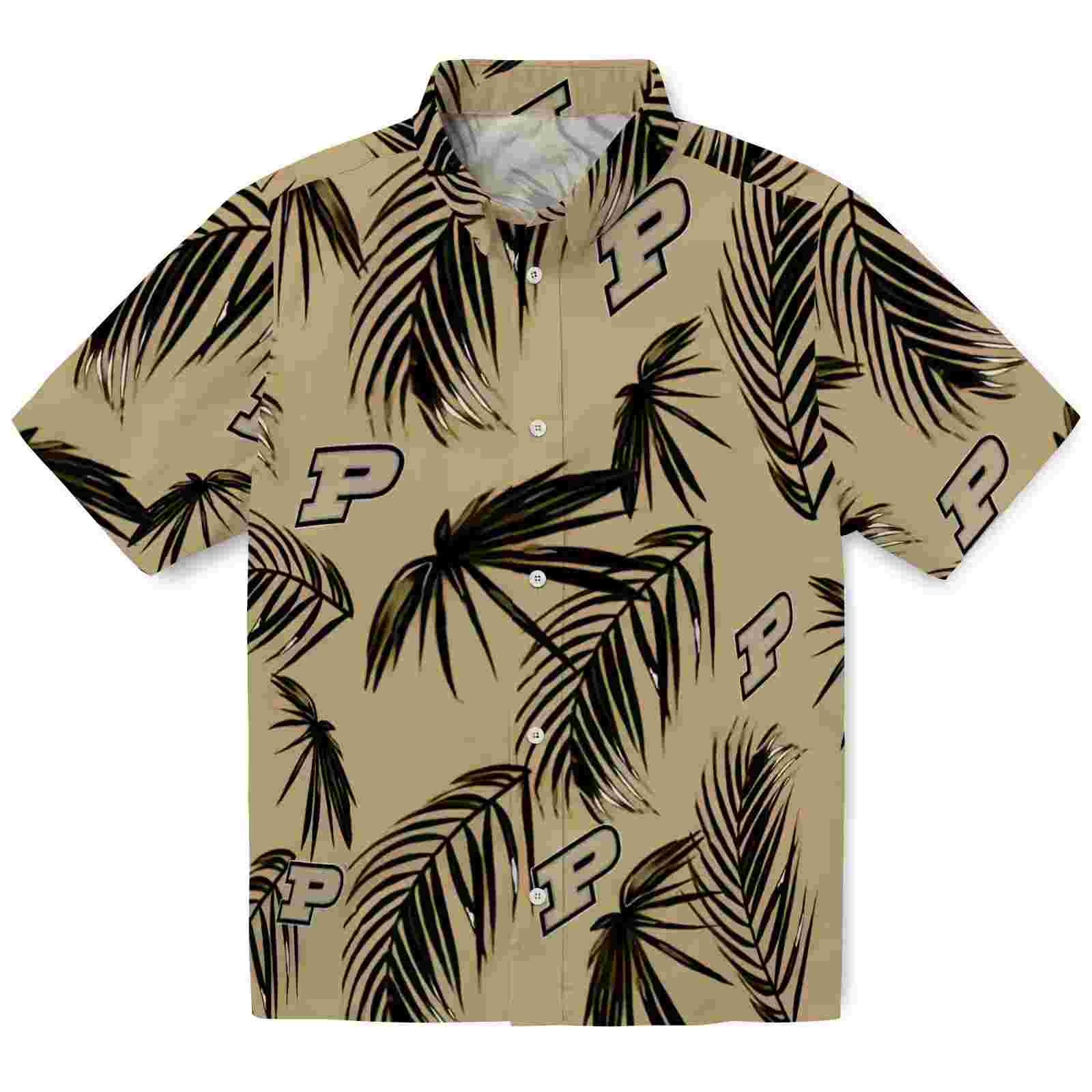 Purdue Boilermakers Palm Leaf Gold Hawaiian Shirt