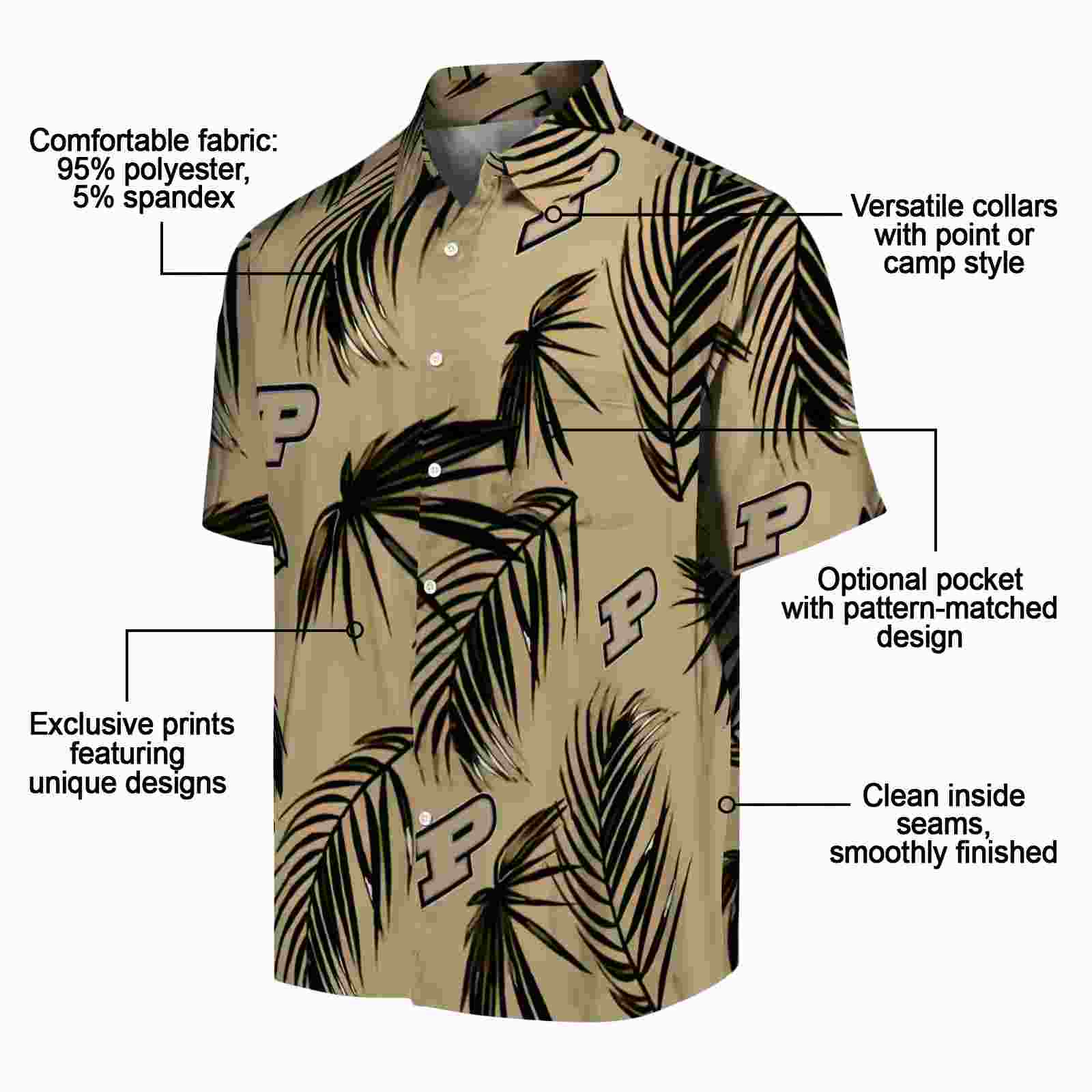 purdue boilermakers palm leaf gold hawaiian shirt new arrival