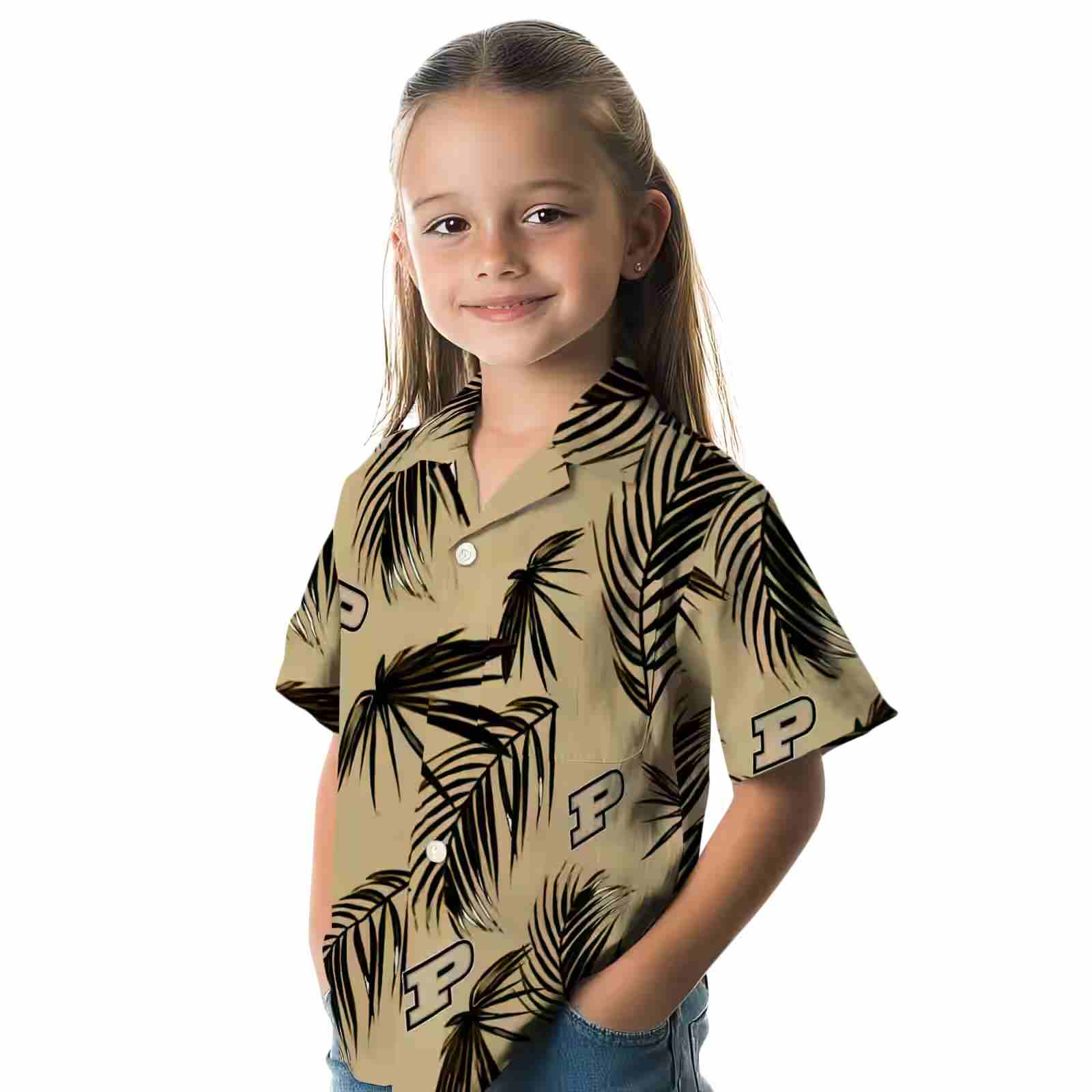 purdue boilermakers palm leaf gold hawaiian shirt premium grade