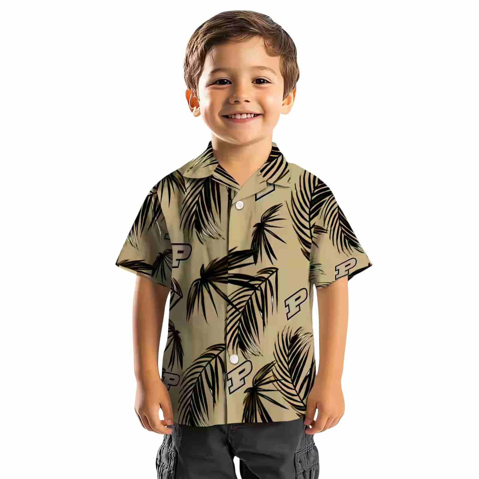 purdue boilermakers palm leaf gold hawaiian shirt top rated