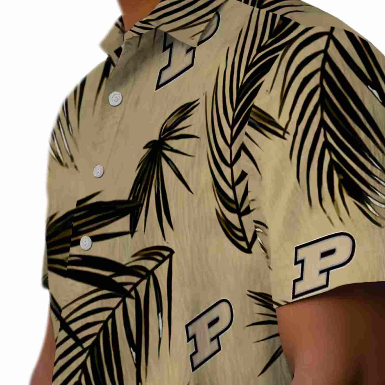 purdue boilermakers palm leaf gold hawaiian shirt trendy