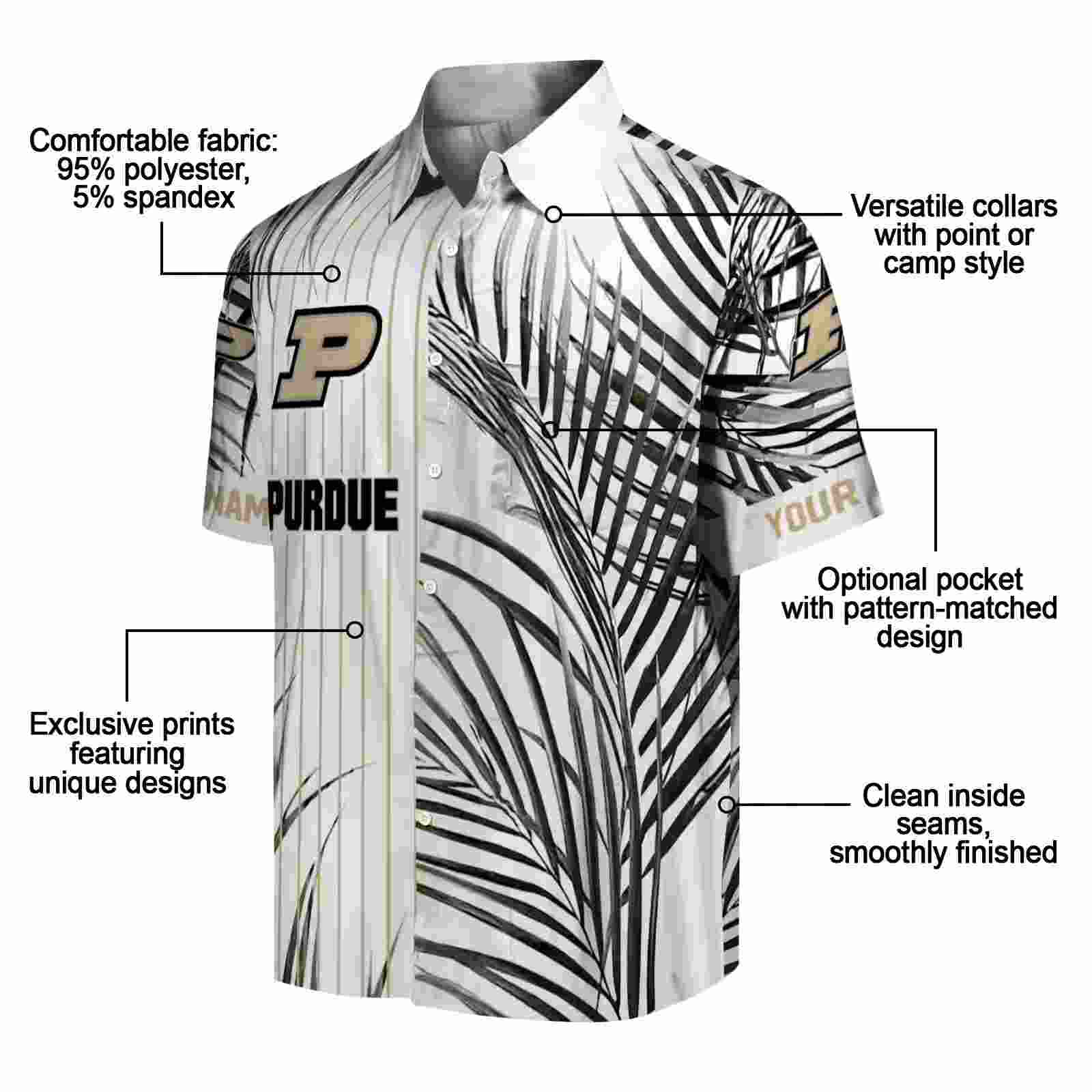 purdue boilermakers palm stripes gold black white hawaiian shirt new arrival