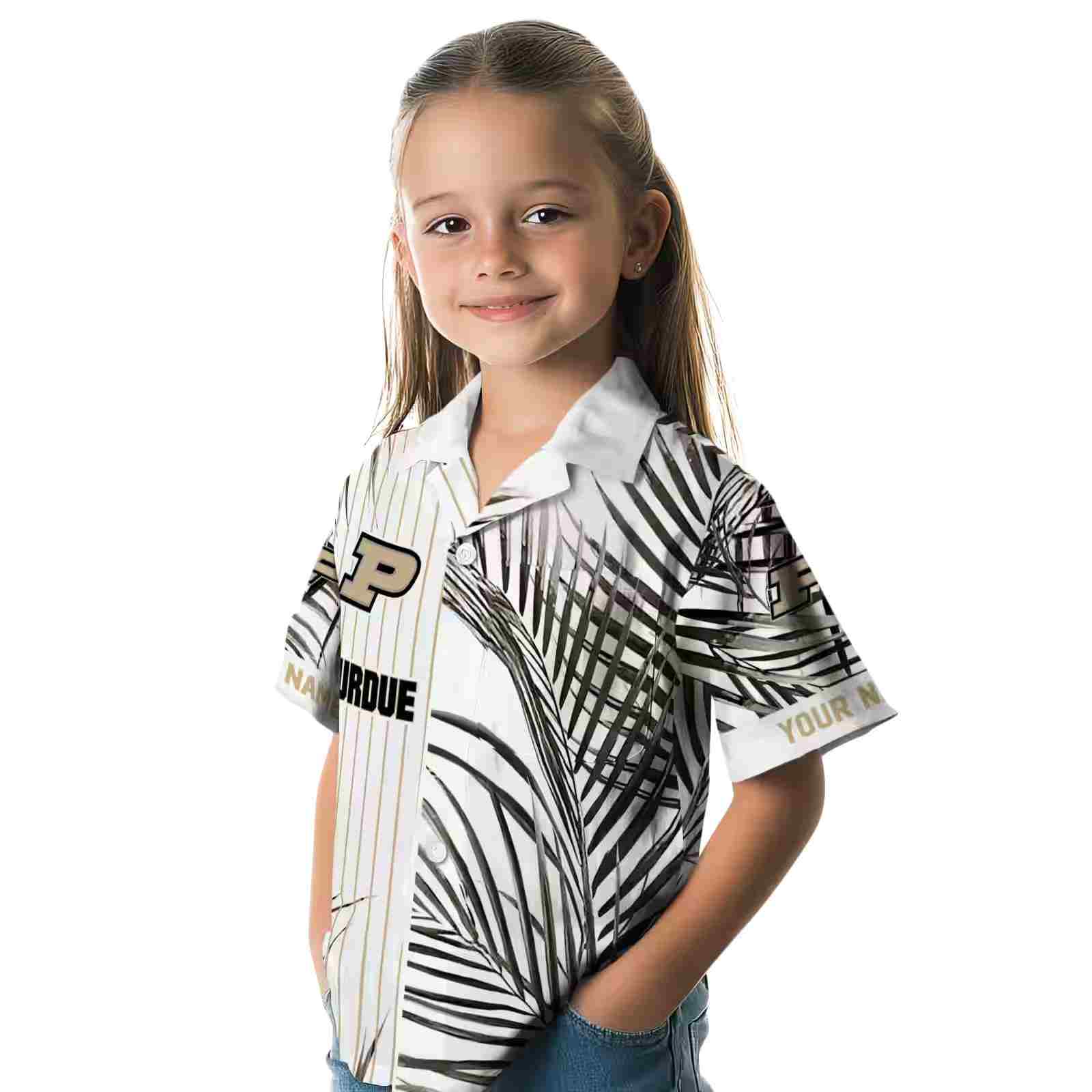 purdue boilermakers palm stripes gold black white hawaiian shirt premium grade