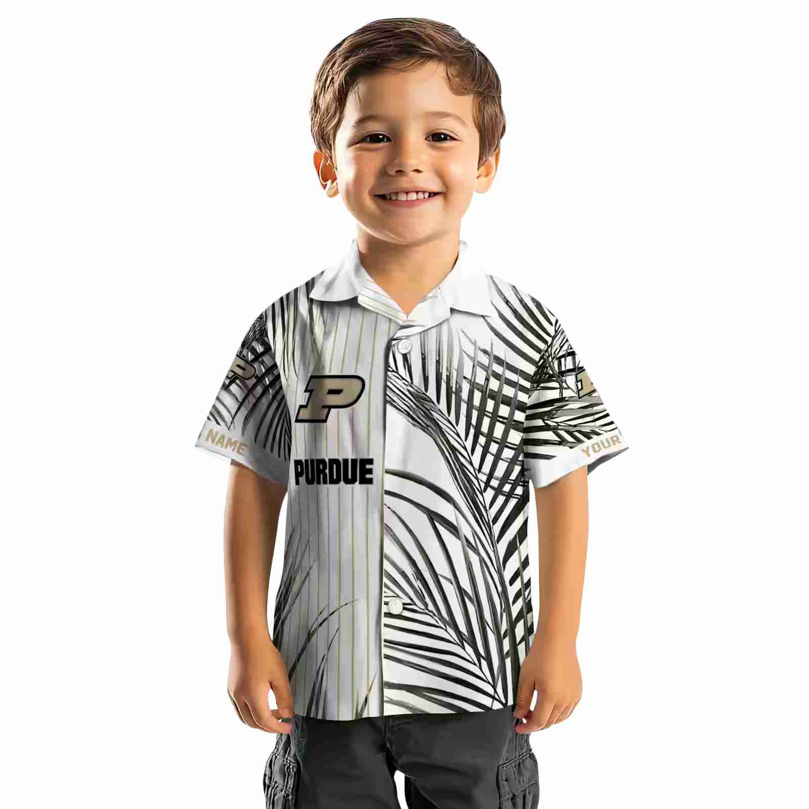 purdue boilermakers palm stripes gold black white hawaiian shirt top rated