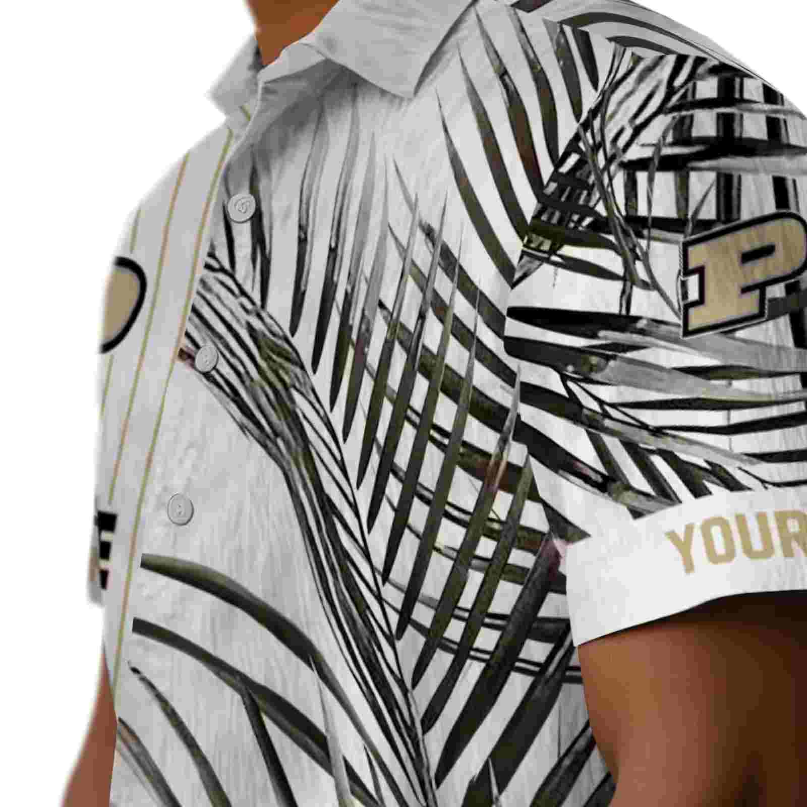 purdue boilermakers palm stripes gold black white hawaiian shirt trendy