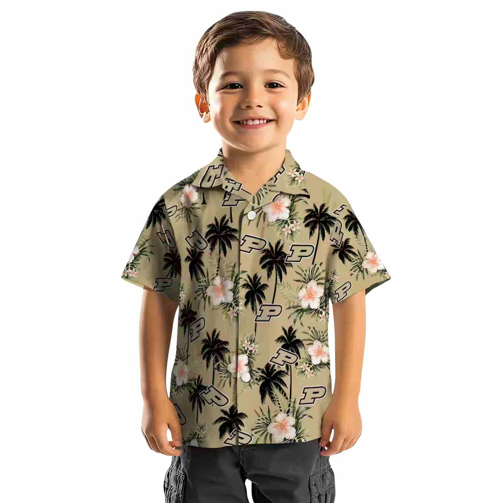 purdue boilermakers palm tree flower gold hawaiian shirt top rated