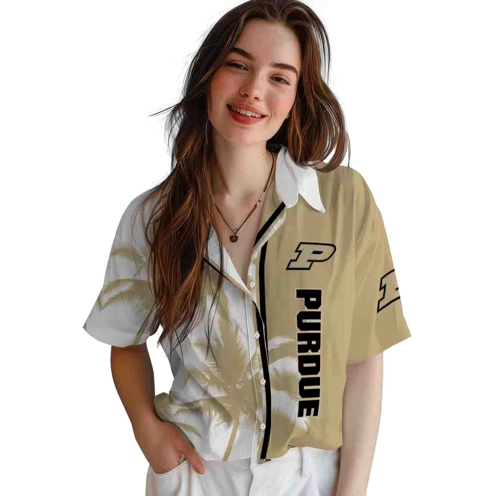 purdue boilermakers palm trees gold white hawaiian shirt latest model