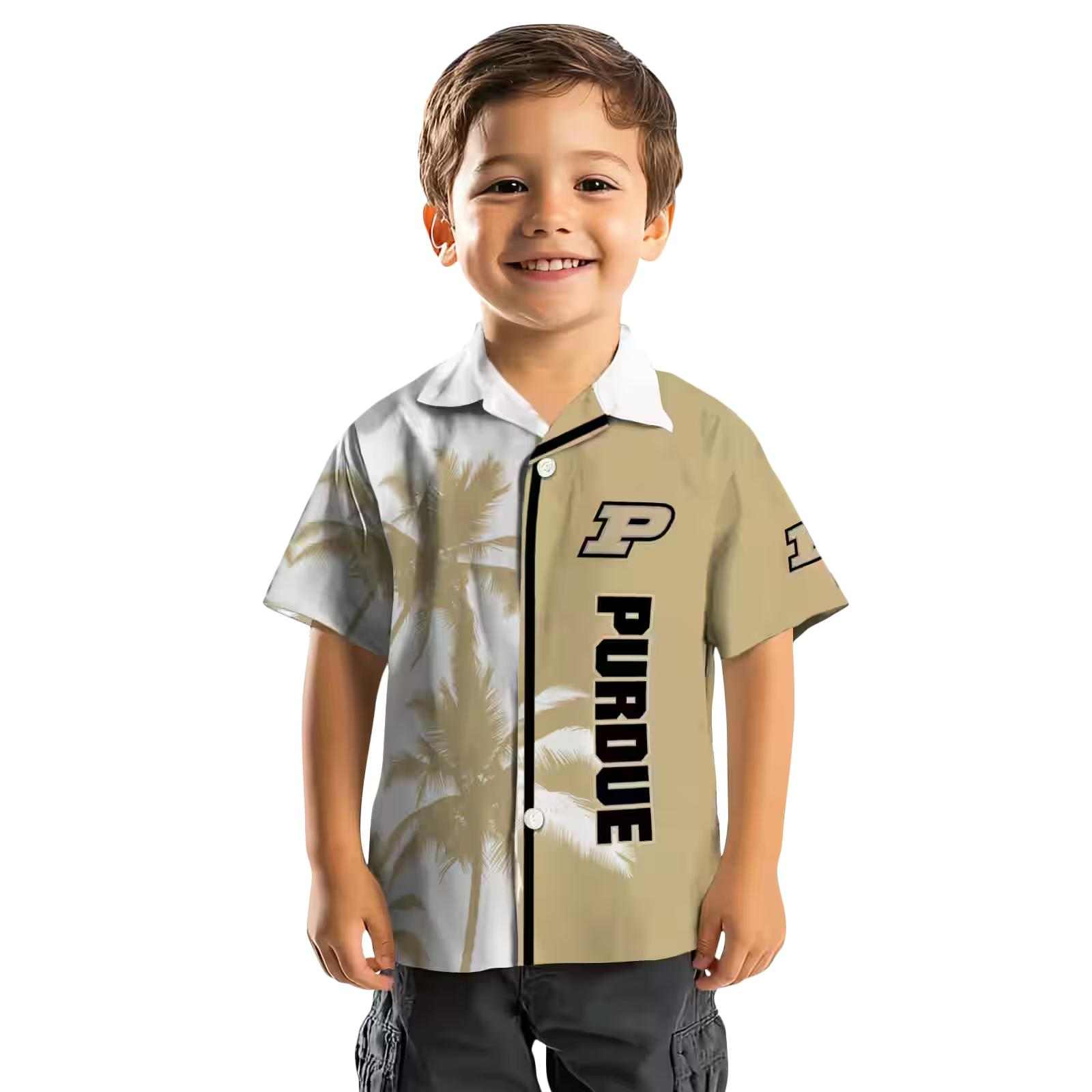 purdue boilermakers palm trees gold white hawaiian shirt top rated