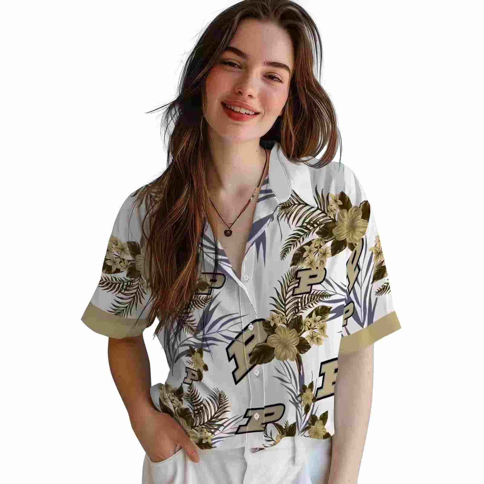 purdue boilermakers patriotic hibiscus design gold white hawaiian shirt latest model