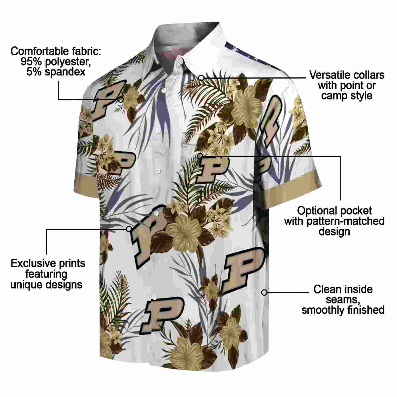 purdue boilermakers patriotic hibiscus design gold white hawaiian shirt new arrival