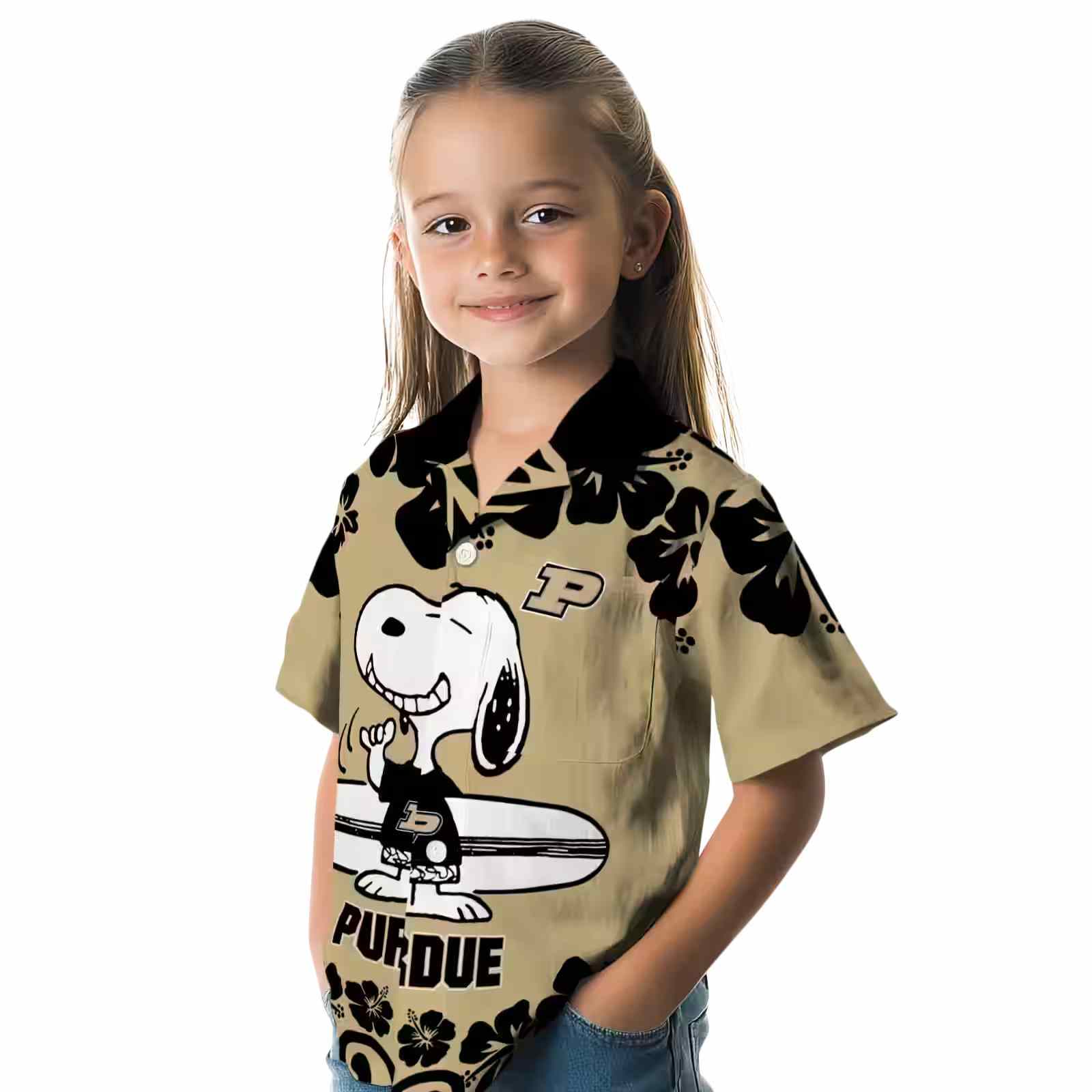 purdue boilermakers snoopy surf gold white hawaiian shirt premium grade