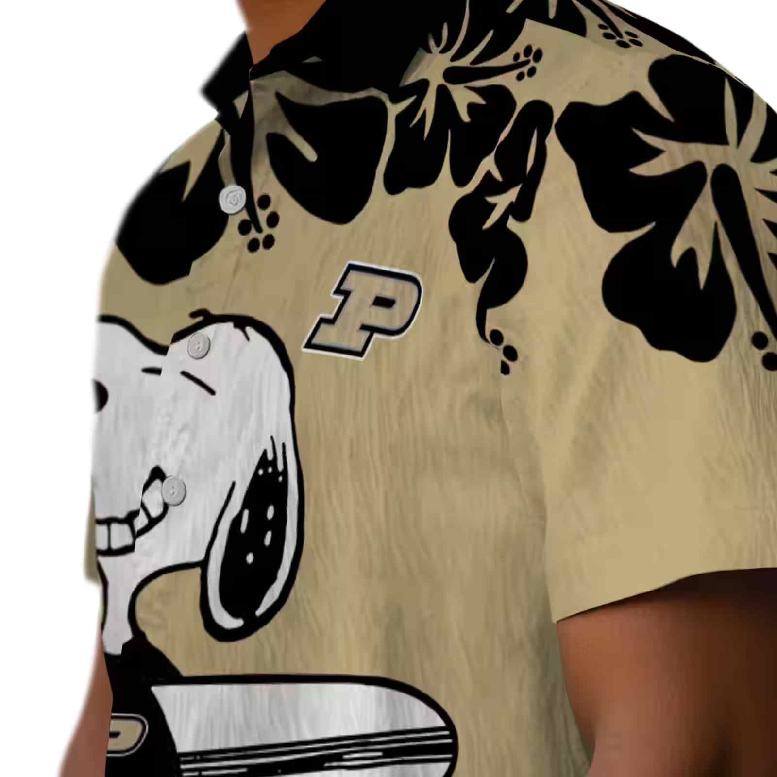 purdue boilermakers snoopy surf gold white hawaiian shirt trendy