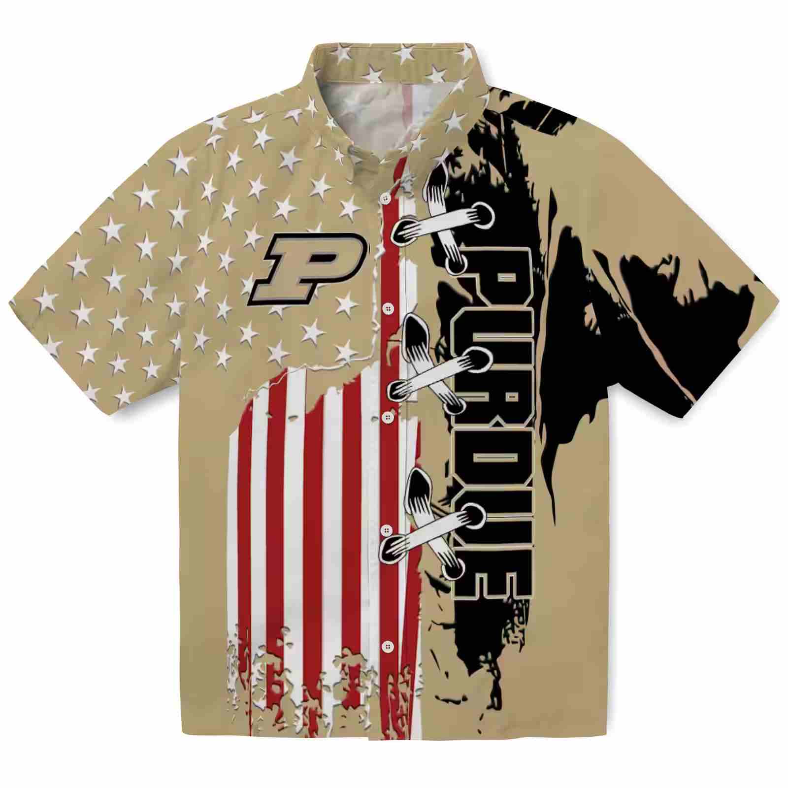 Purdue Boilermakers Stitched Flag Gold Hawaiian Shirt