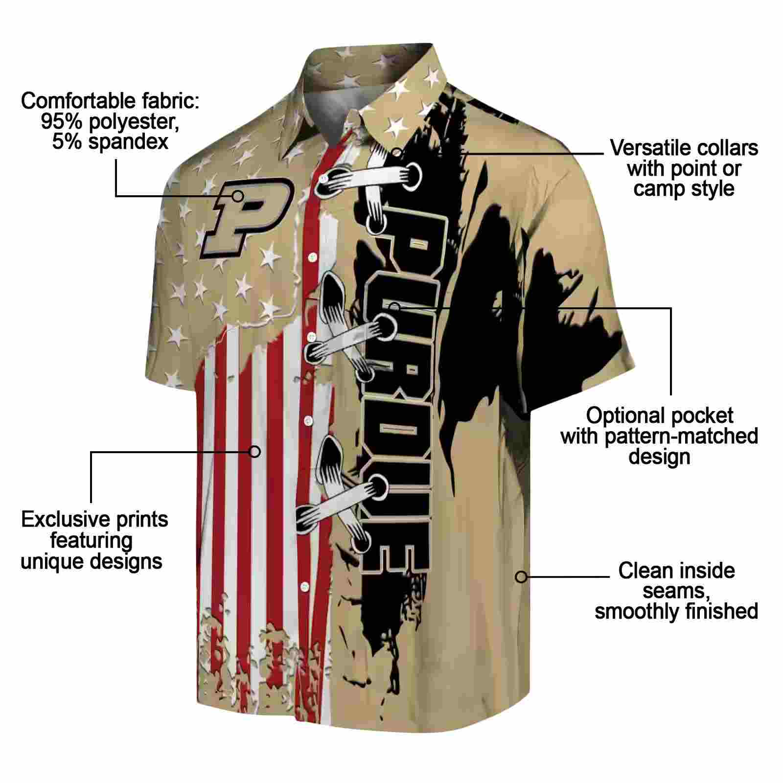 purdue boilermakers stitched flag gold hawaiian shirt new arrival