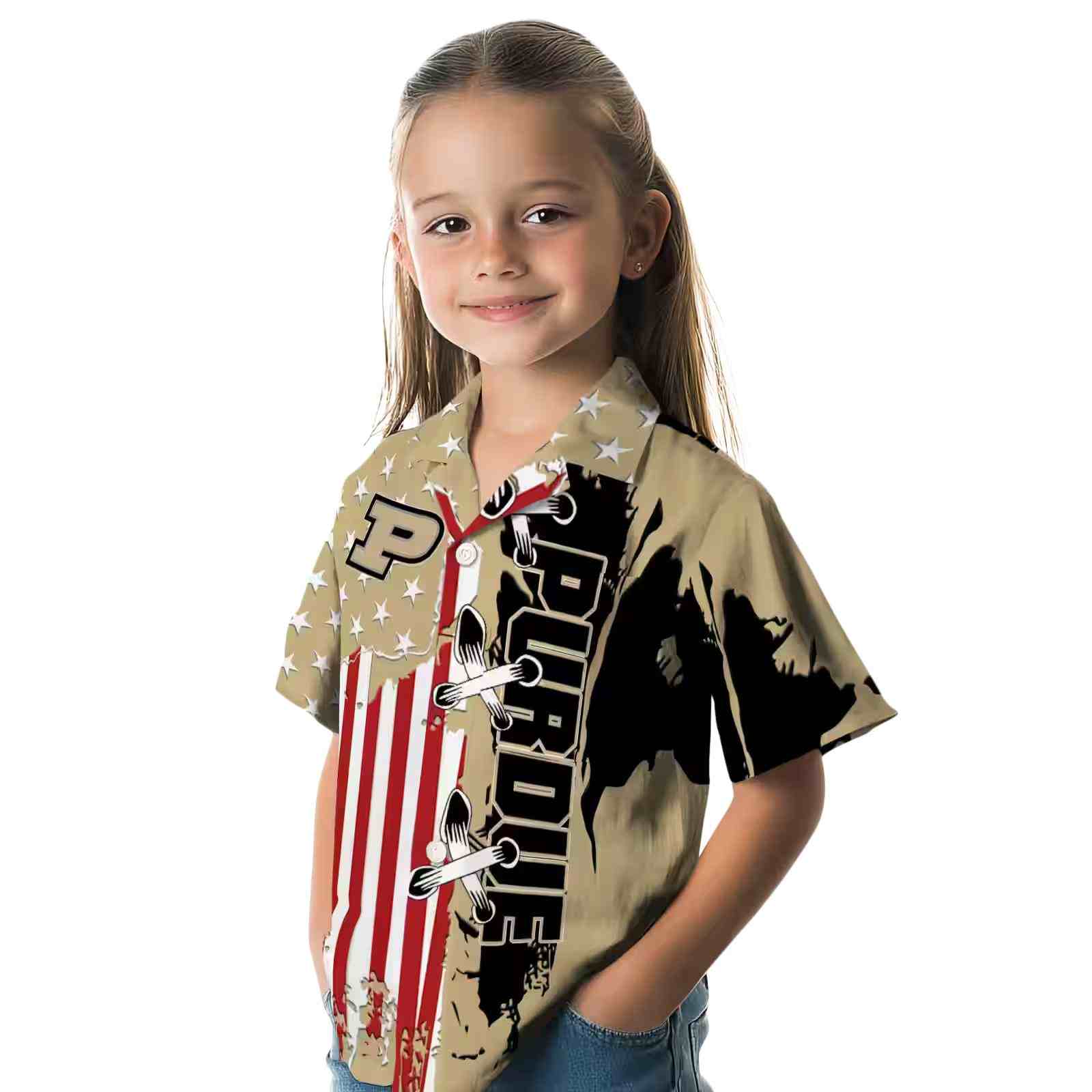 purdue boilermakers stitched flag gold hawaiian shirt premium grade