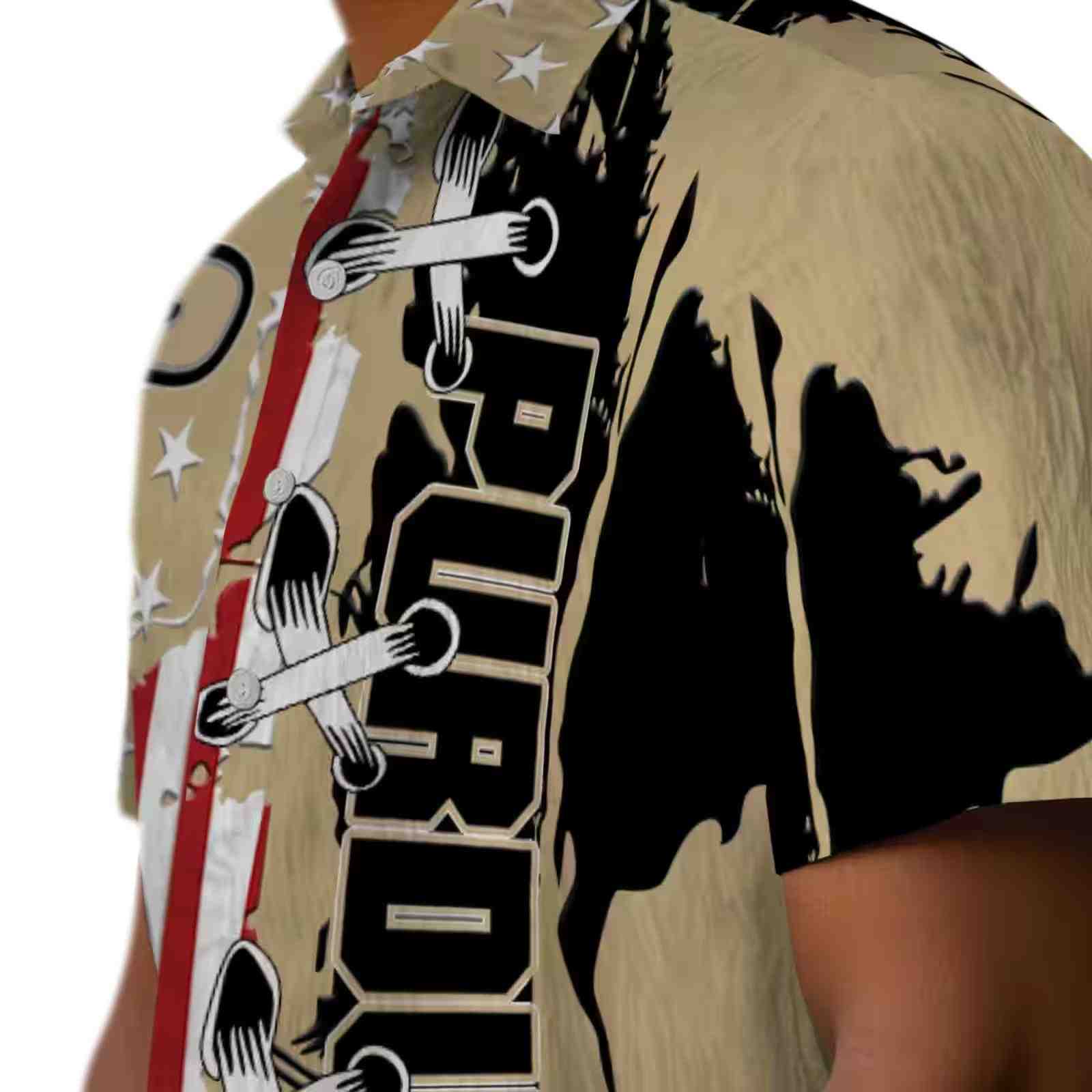 purdue boilermakers stitched flag gold hawaiian shirt trendy