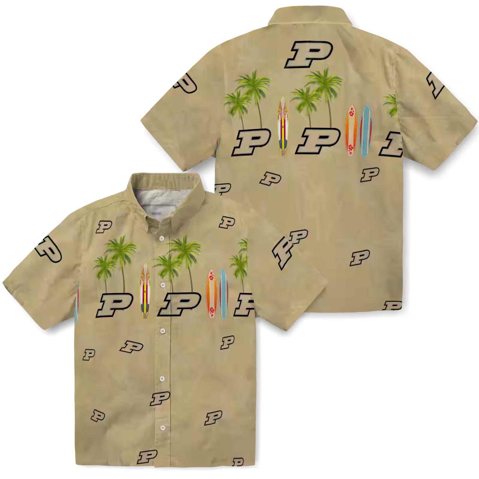 purdue boilermakers surfboard palm gold hawaiian shirt high quality