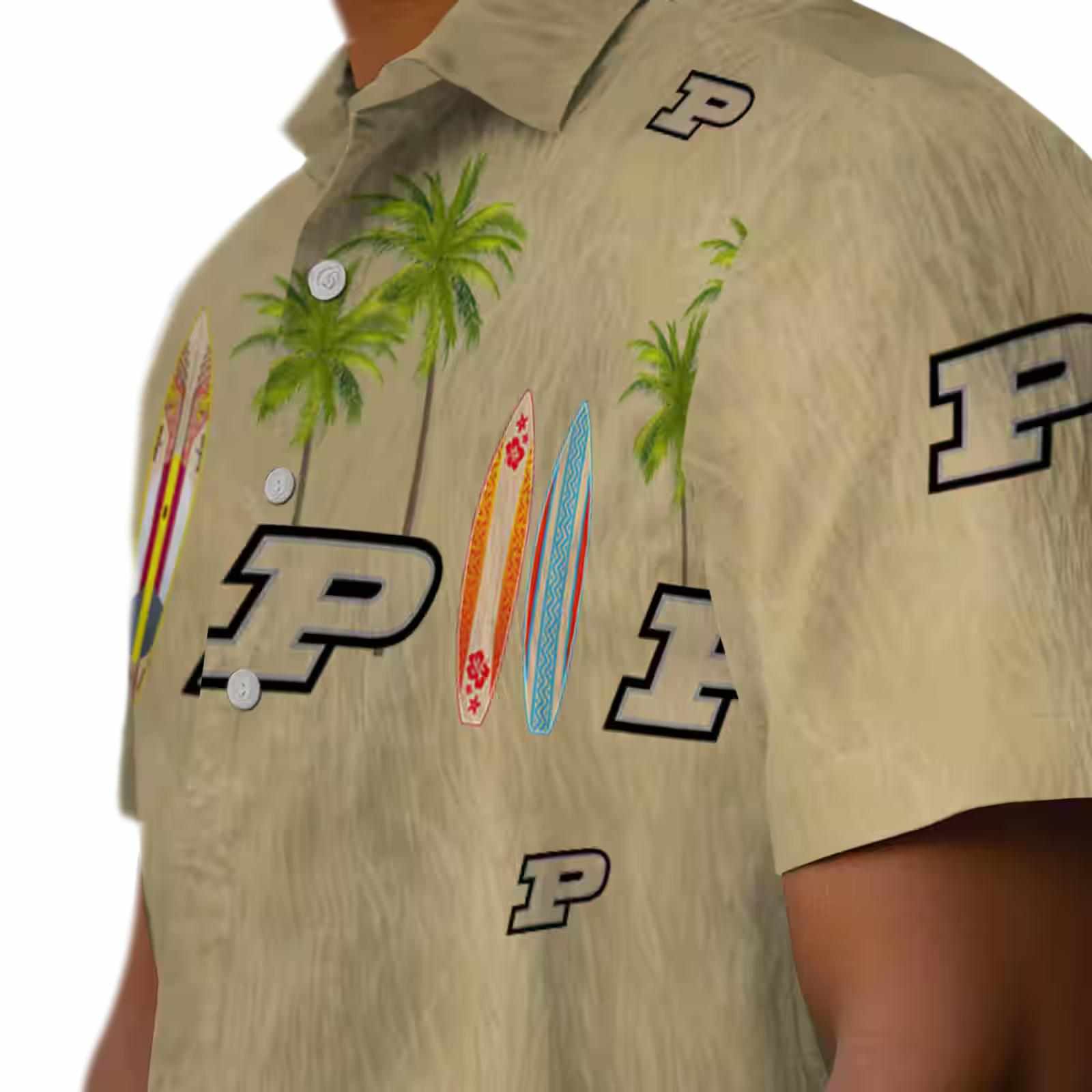 purdue boilermakers surfboard palm gold hawaiian shirt trendy