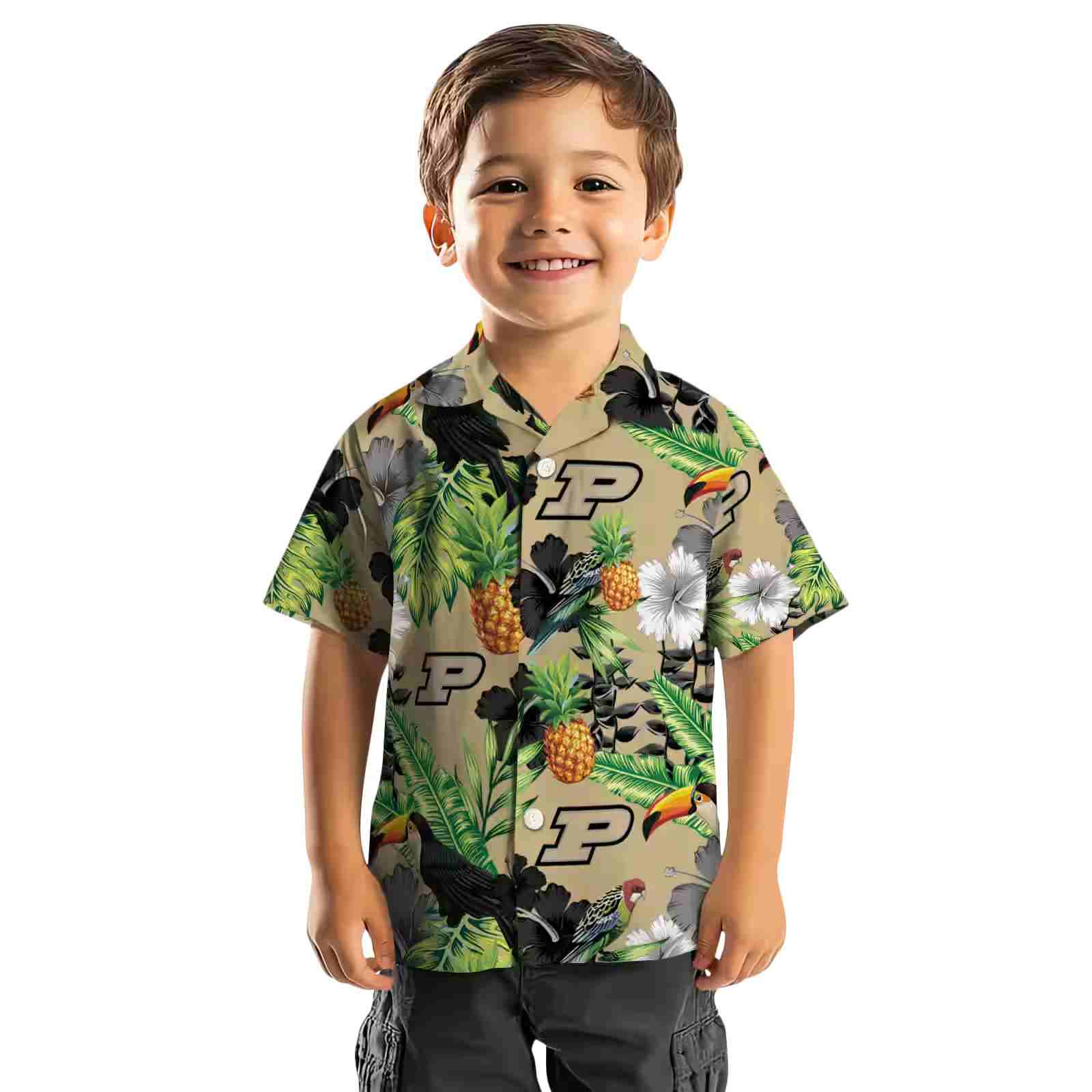 purdue boilermakers toucan hibiscus pineapple gold green hawaiian shirt top rated