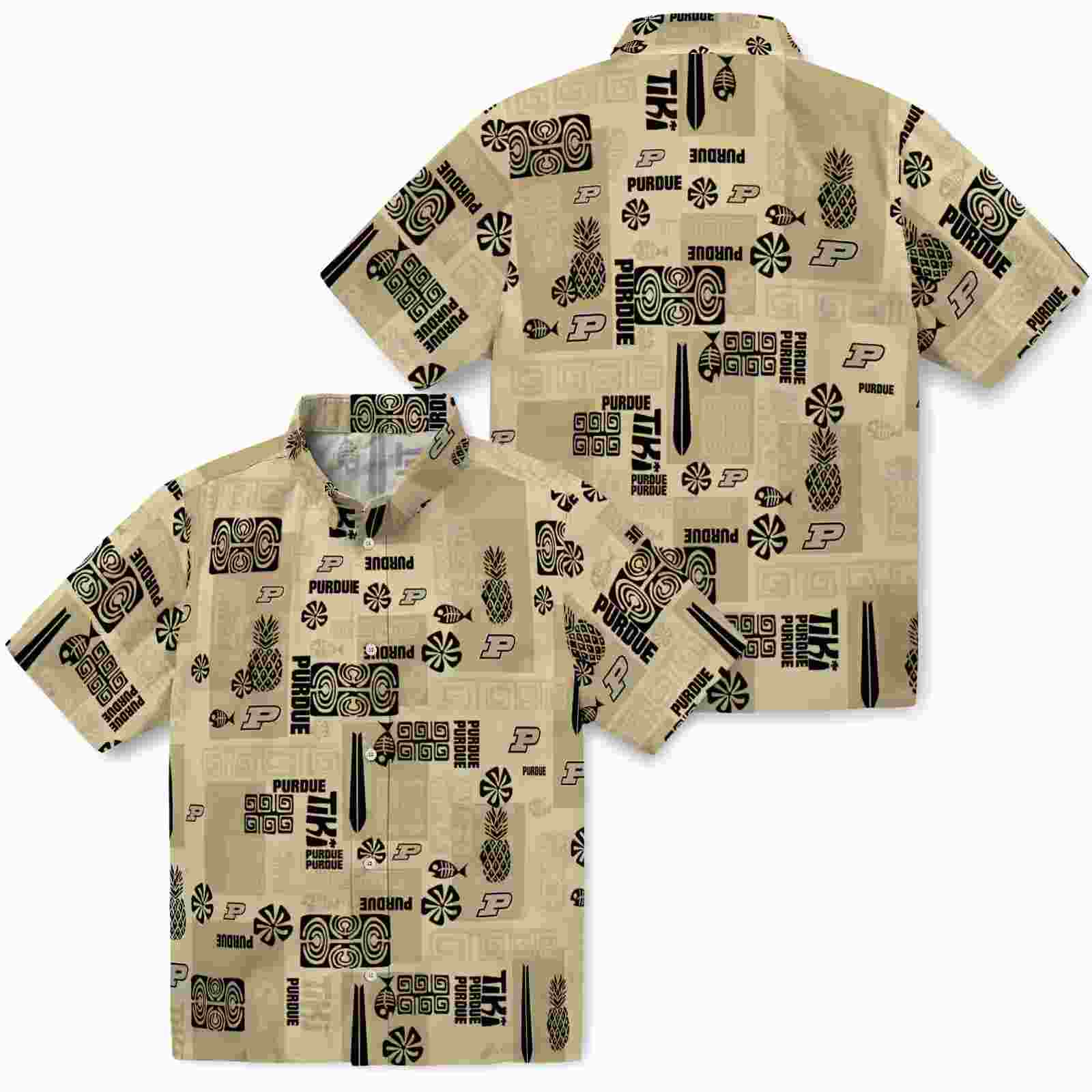 purdue boilermakers tribal symbols gold hawaiian shirt high quality