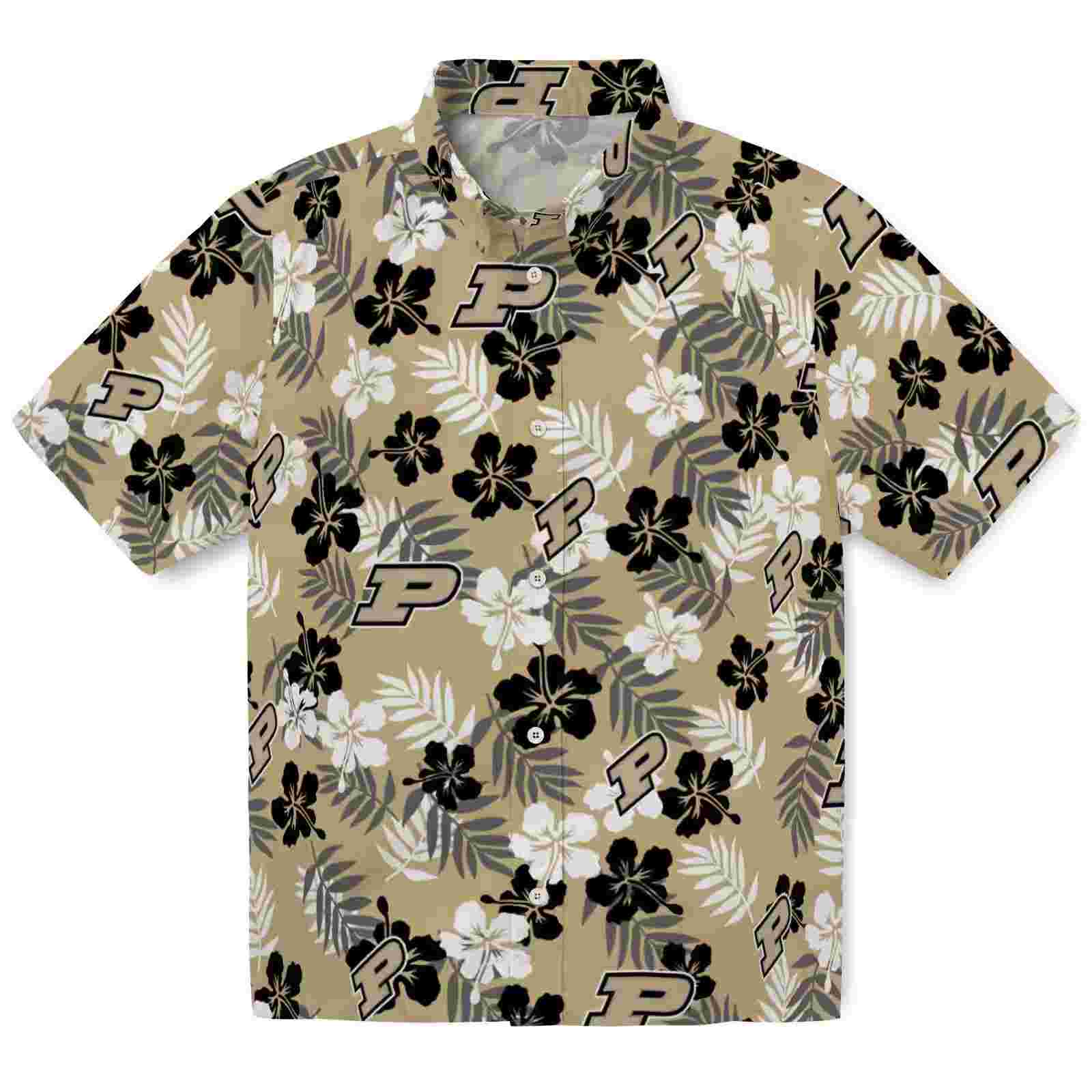 Purdue Boilermakers Tropical Floral Gold Hawaiian Shirt