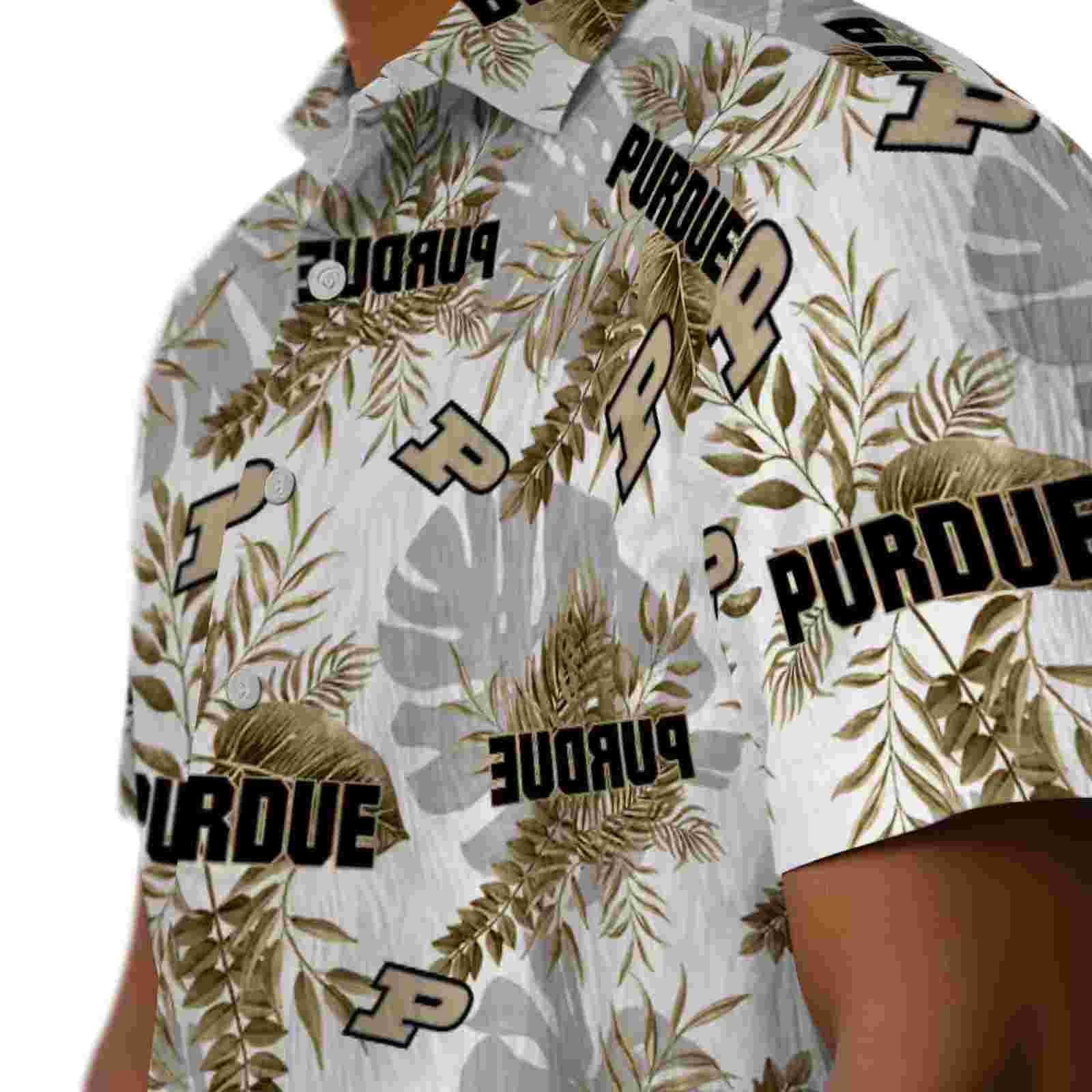 purdue boilermakers tropical leaves white hawaiian shirt trendy