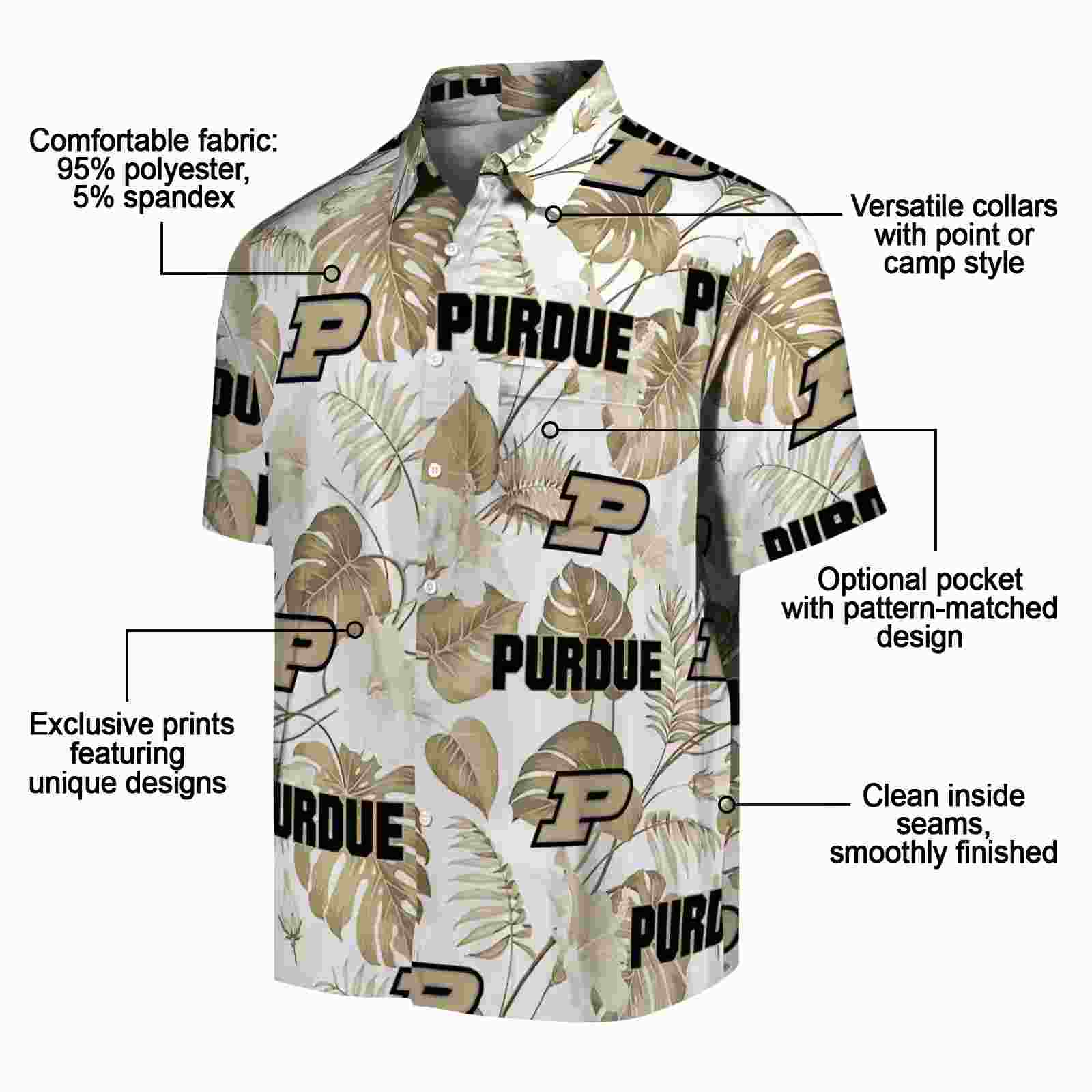 purdue boilermakers tropical plants gold white hawaiian shirt new arrival