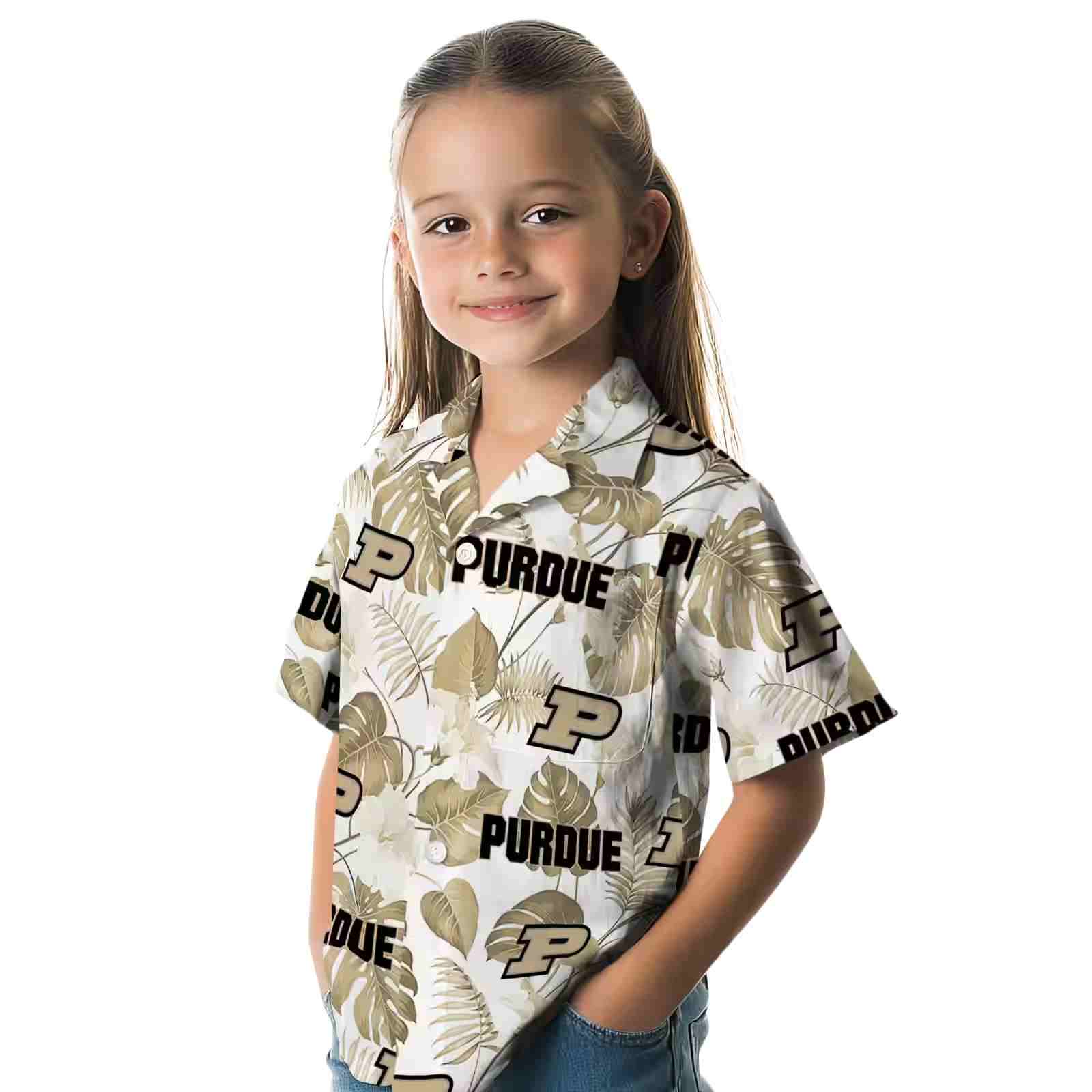 purdue boilermakers tropical plants gold white hawaiian shirt premium grade