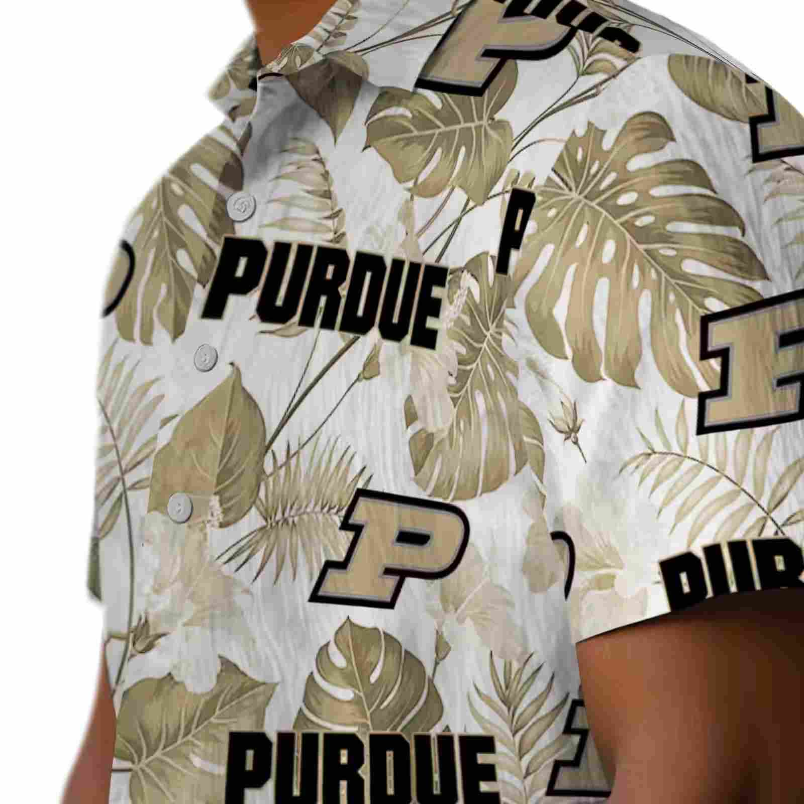 purdue boilermakers tropical plants gold white hawaiian shirt trendy