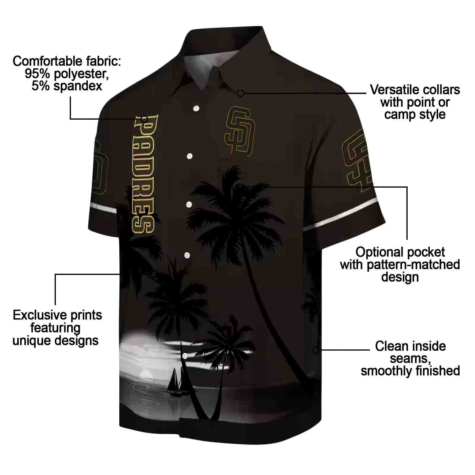 san diego padres beach sunset brown black hawaiian shirt new arrival