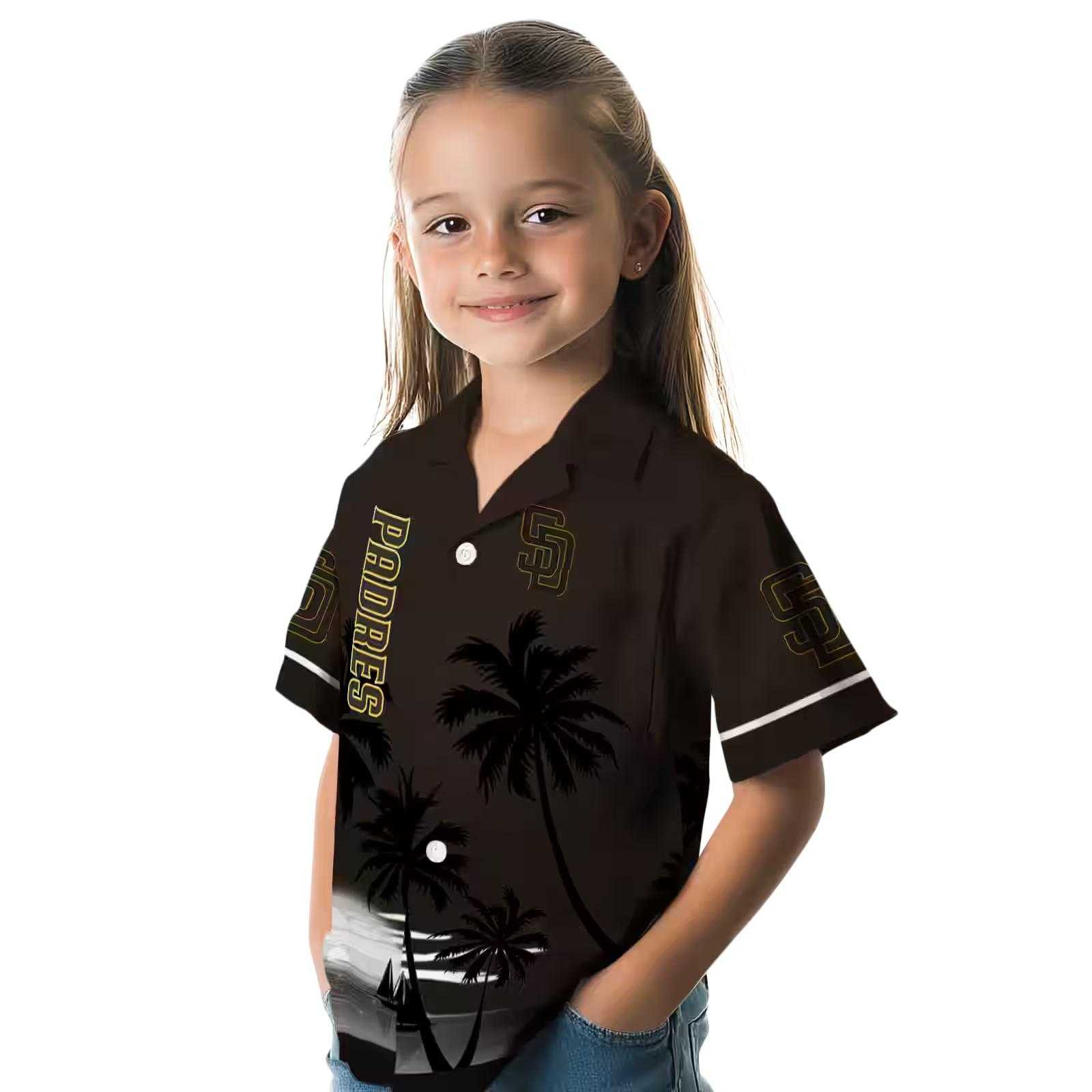 san diego padres beach sunset brown black hawaiian shirt premium grade