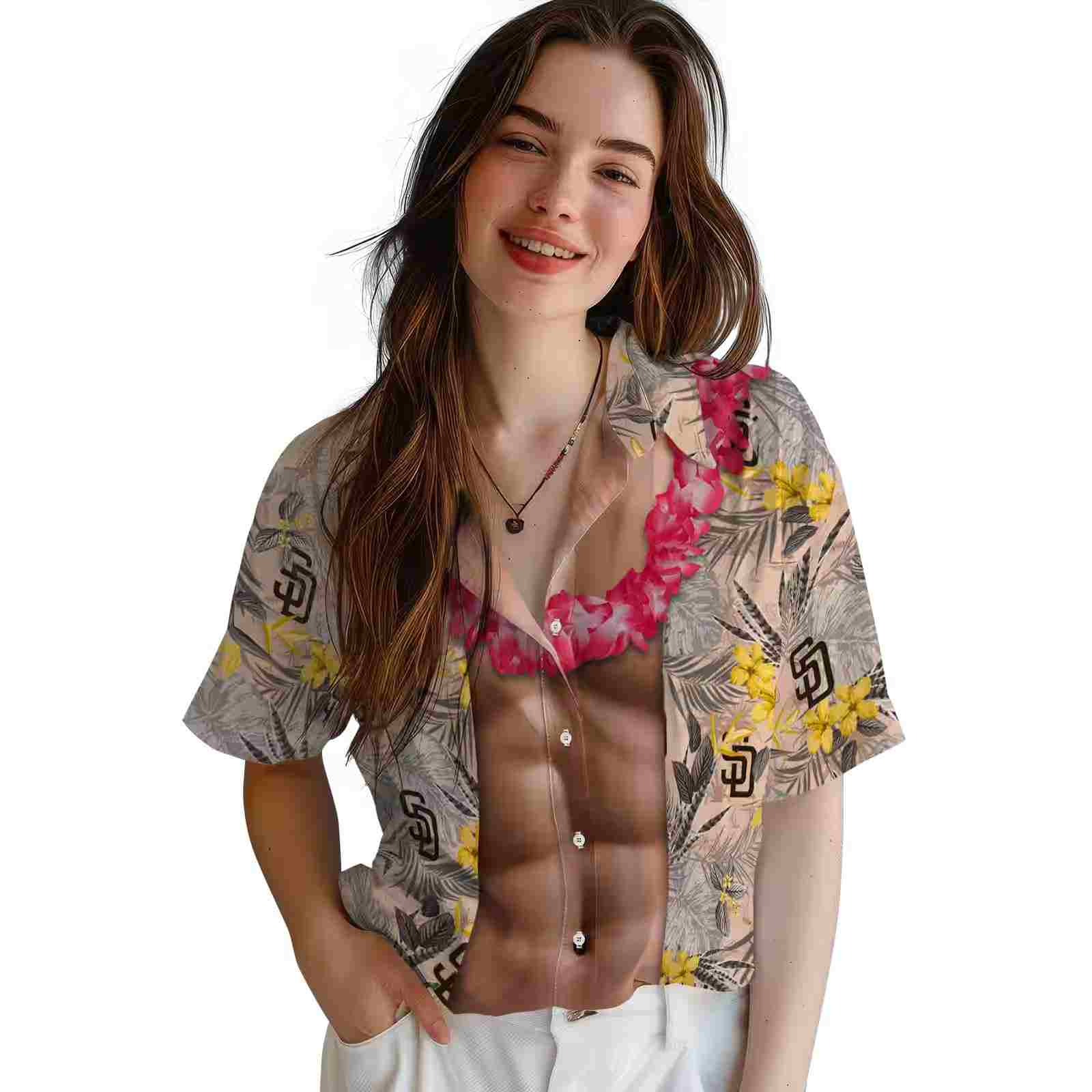 san diego padres chest illusion brown hawaiian shirt latest model