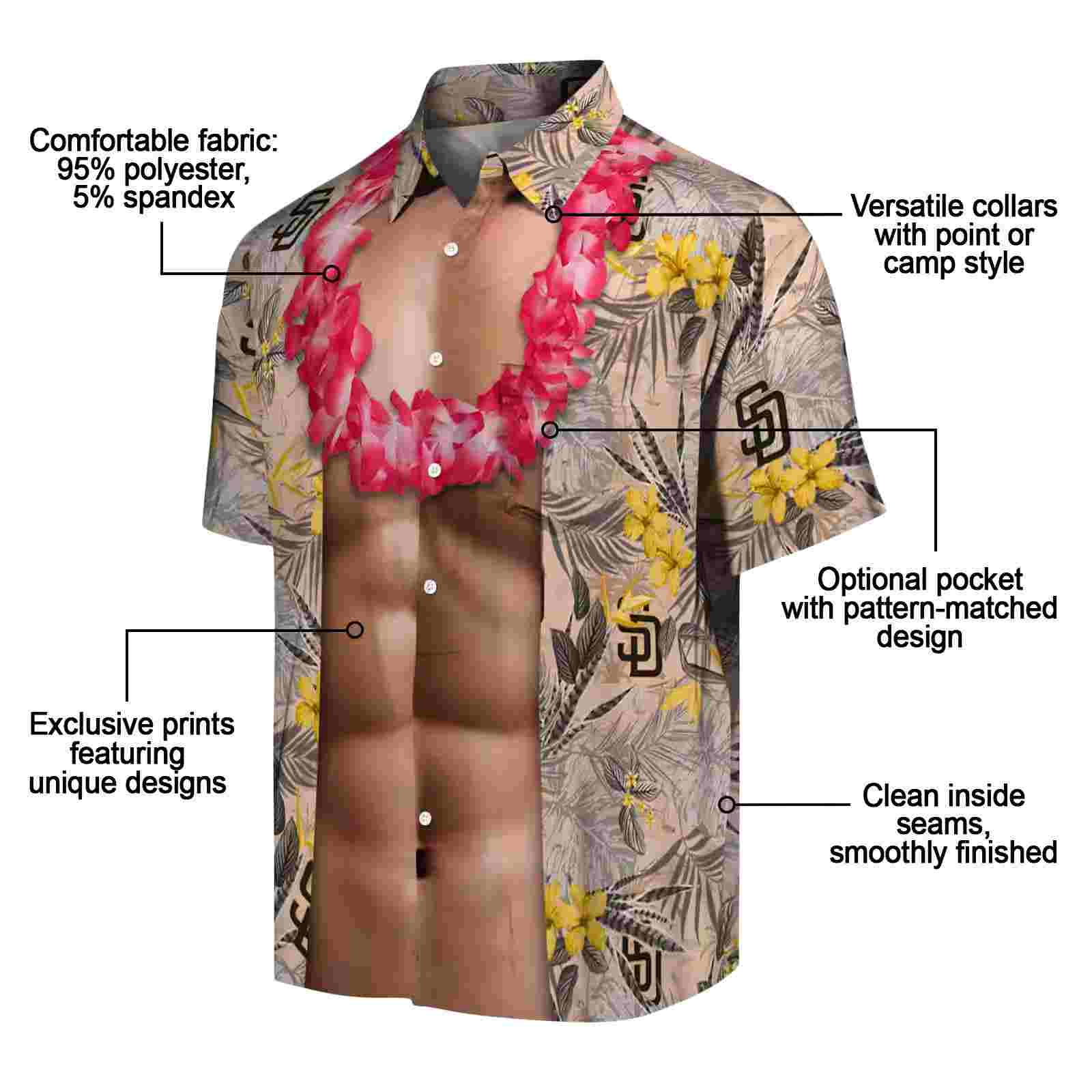 san diego padres chest illusion brown hawaiian shirt new arrival