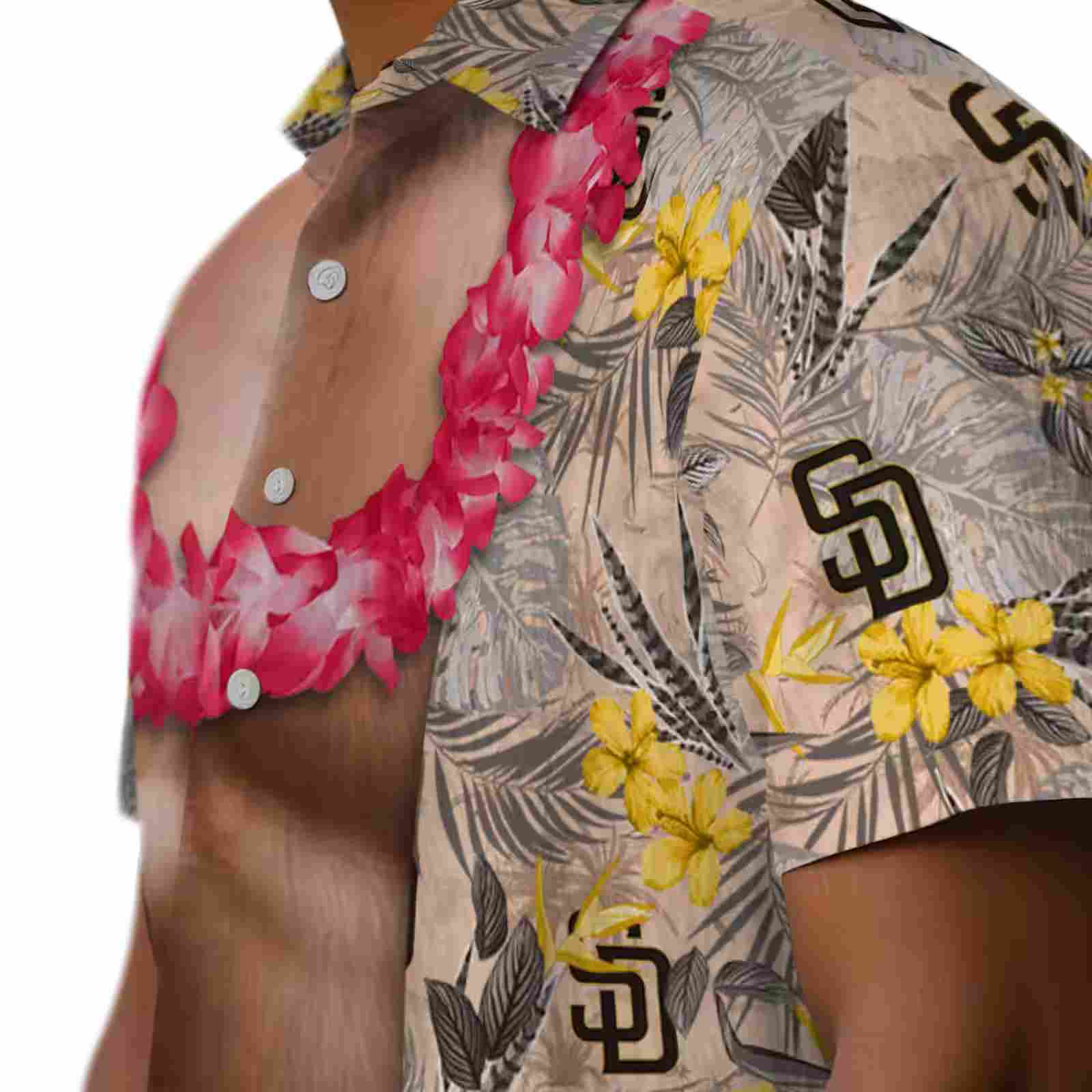 san diego padres chest illusion brown hawaiian shirt trendy