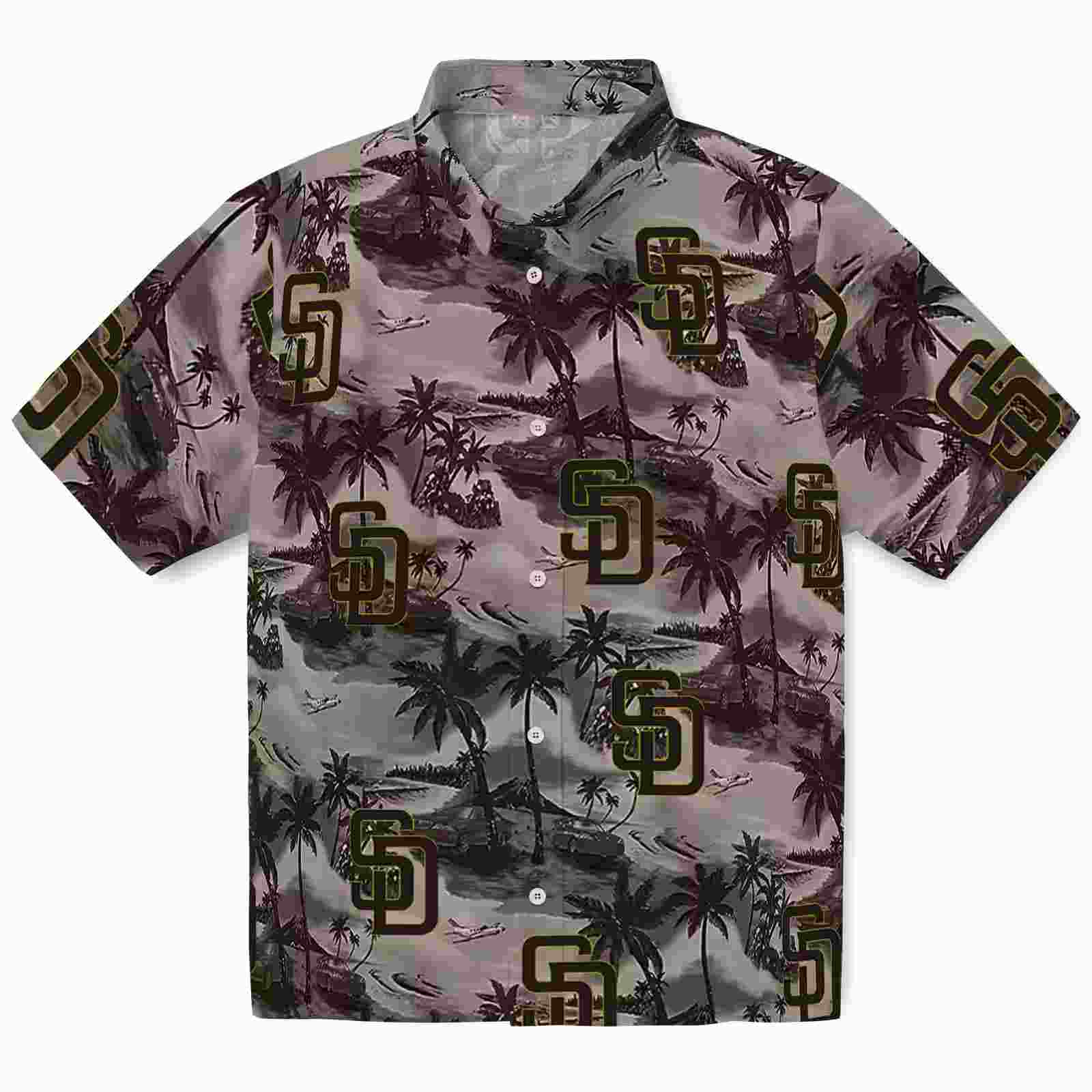 San Diego Padres Coastal Palms Brown Hawaiian Shirt